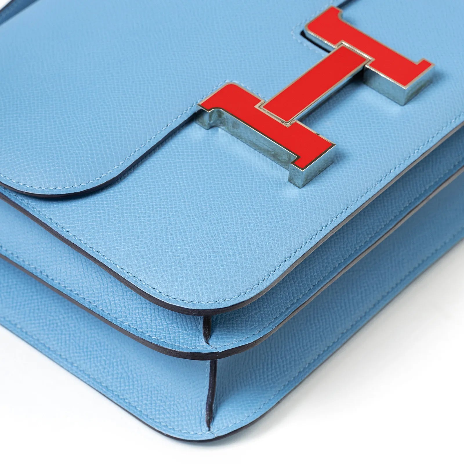 Hermès Constance 24 Blue Du Nord Epsom Rouge Enamel Hardware