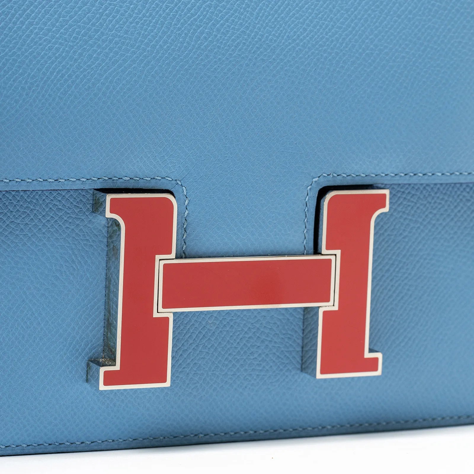 Hermès Constance 24 Blue Du Nord Epsom Rouge Enamel Hardware