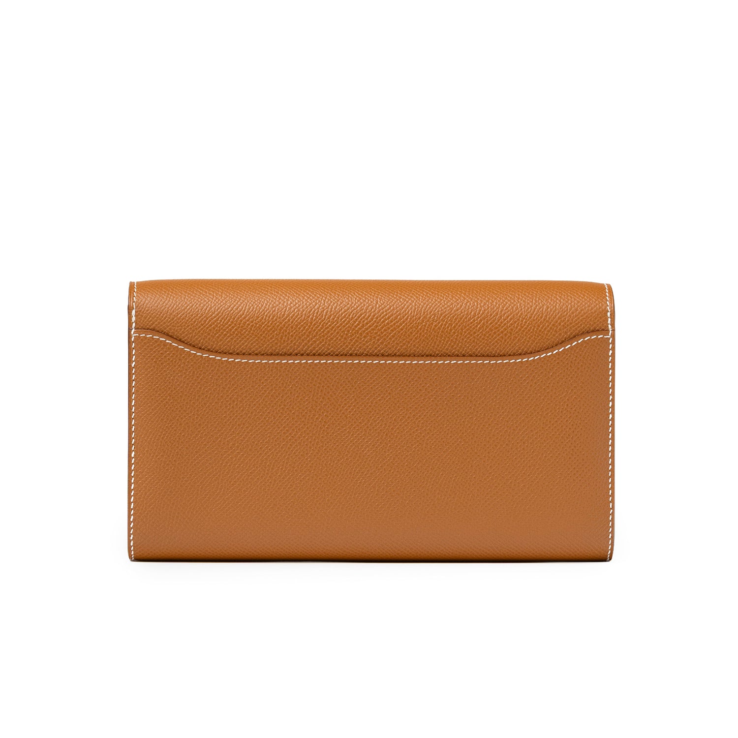 Back view of Hermès Constance To Go Wallet Gold Epsom Palladium Hardware highlighting smooth grain leather and stitching detail