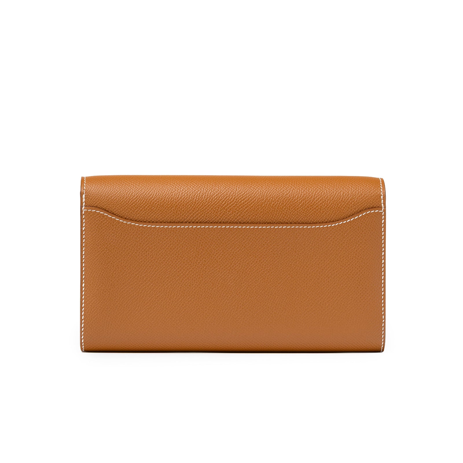 Back view of Hermès Constance To Go Wallet Gold Epsom Palladium Hardware highlighting smooth grain leather and stitching detail