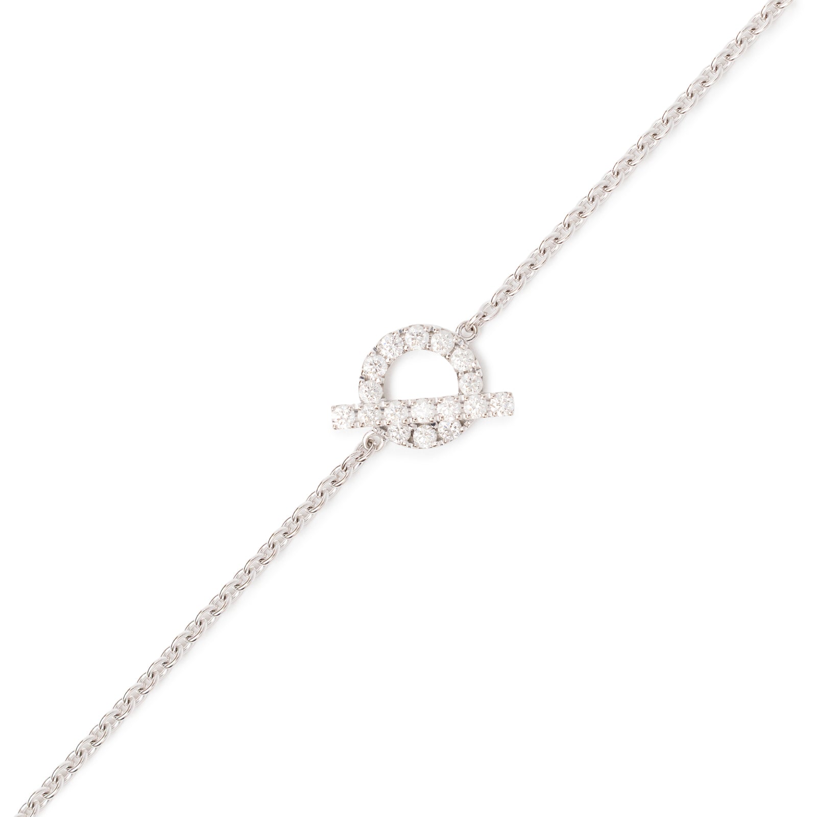Hermès Finesse Bracelet Diamond and 18k White Gold featuring a delicate chain with a sparkling diamond-encrusted centerpiece