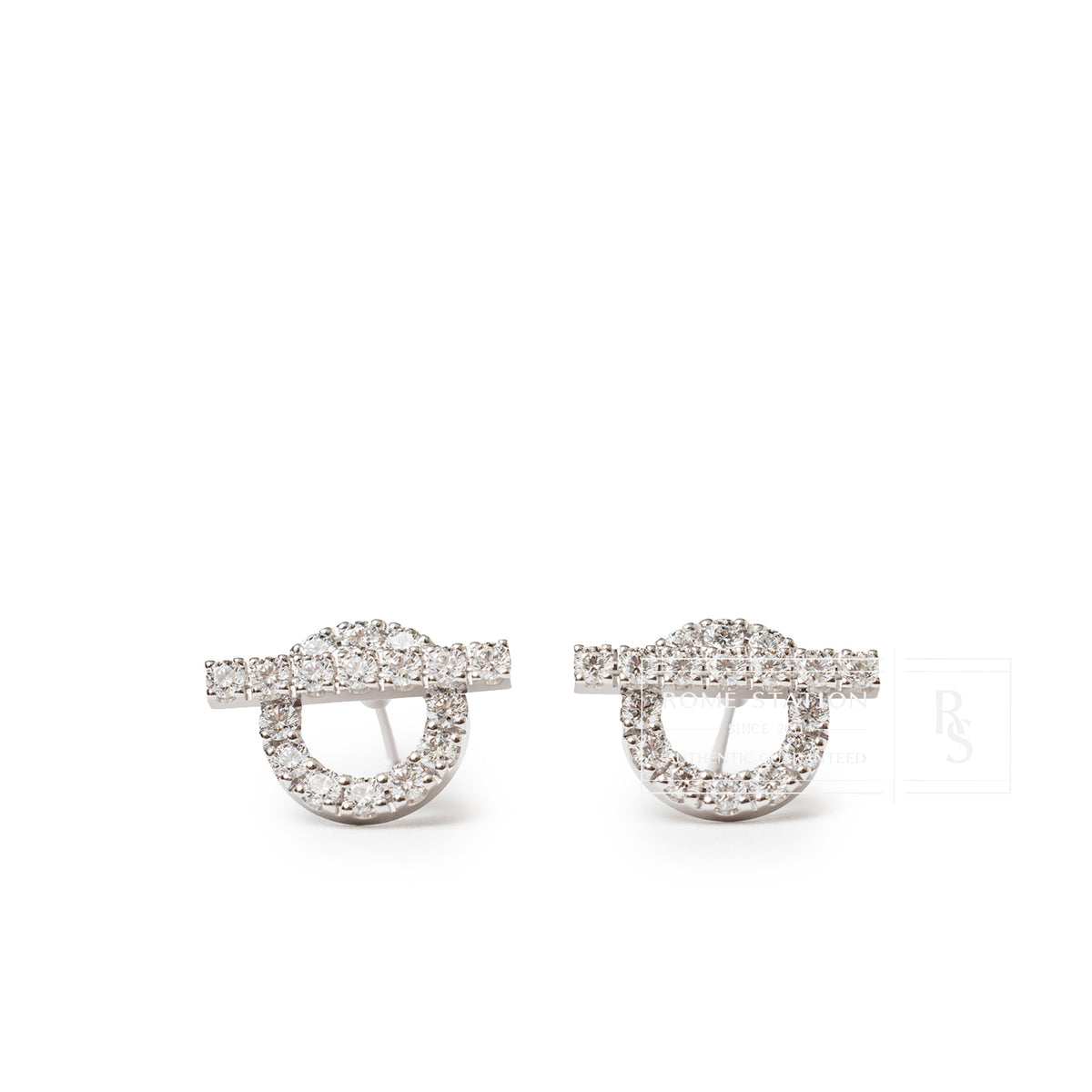 Hermès Finesse Earring Diamond and 18k White Gold Au750 pair front view