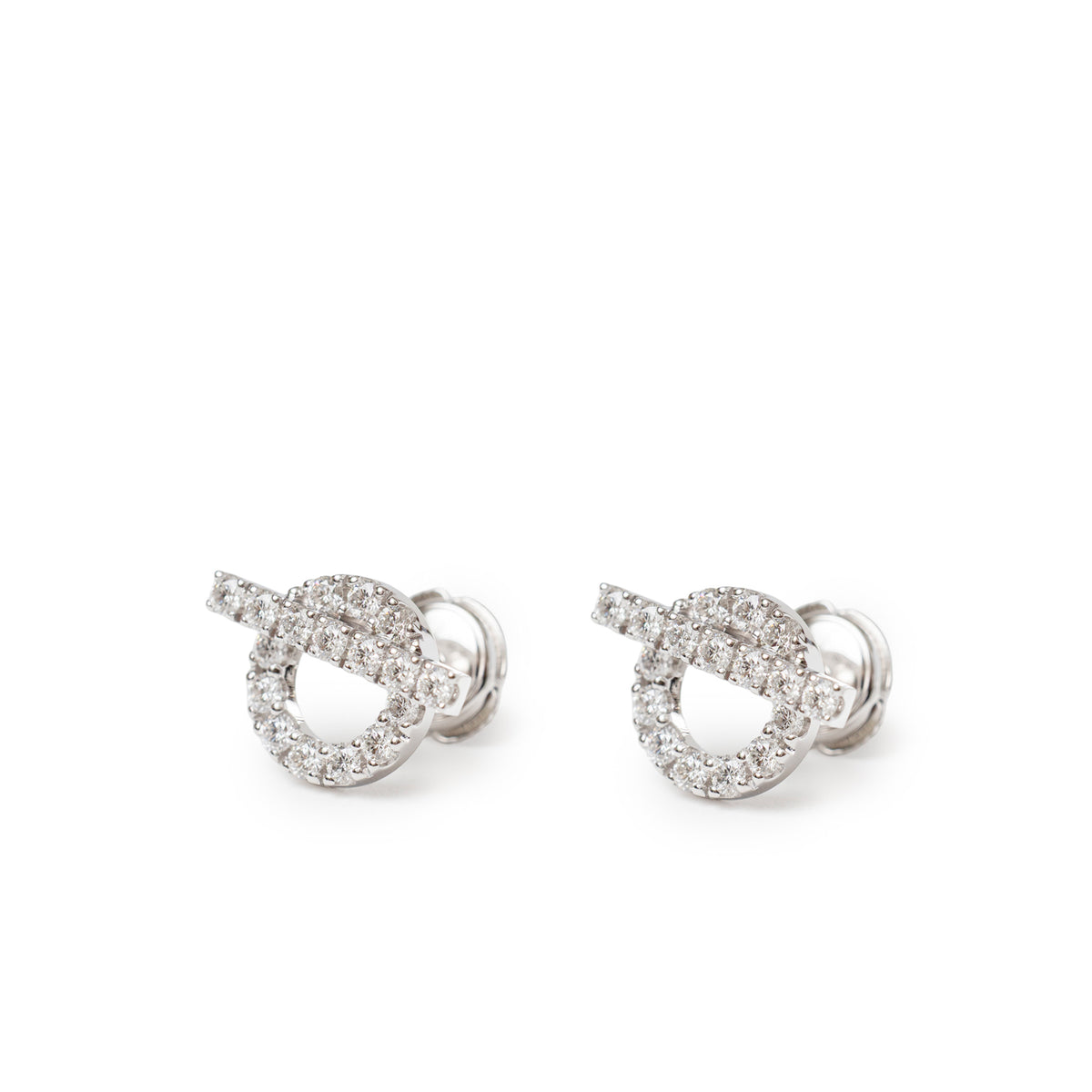 Hermès Finesse Earring Diamond and 18k White Gold Au750 pair close-up