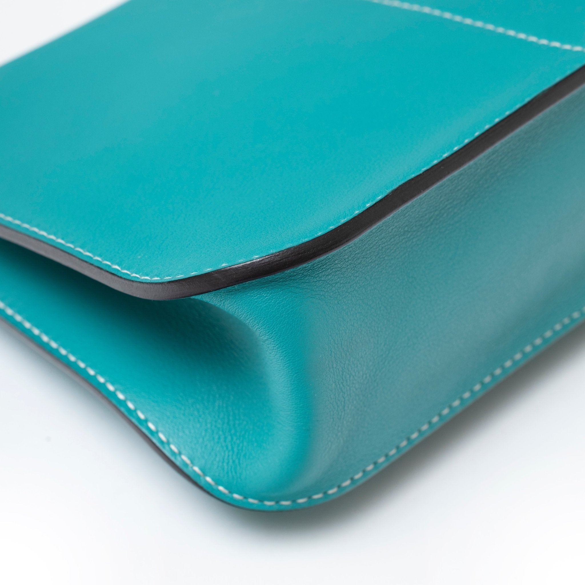 Hermès Halzan Mini Blue Paon Swift Palladium Hardware