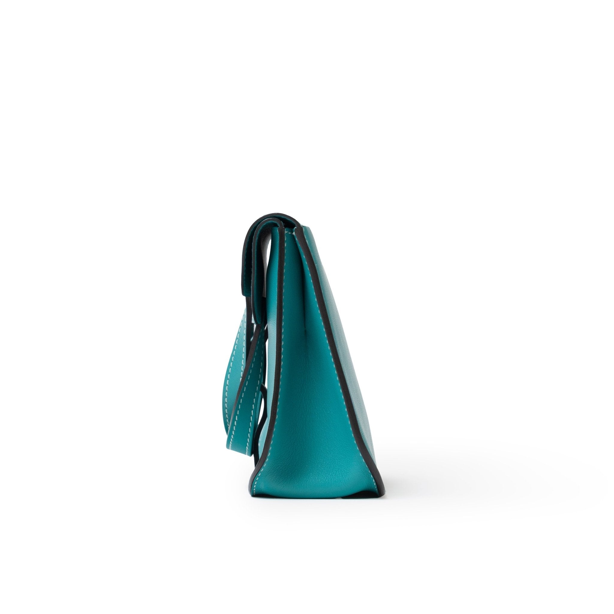 Hermès Halzan Mini Blue Paon Swift Palladium Hardware