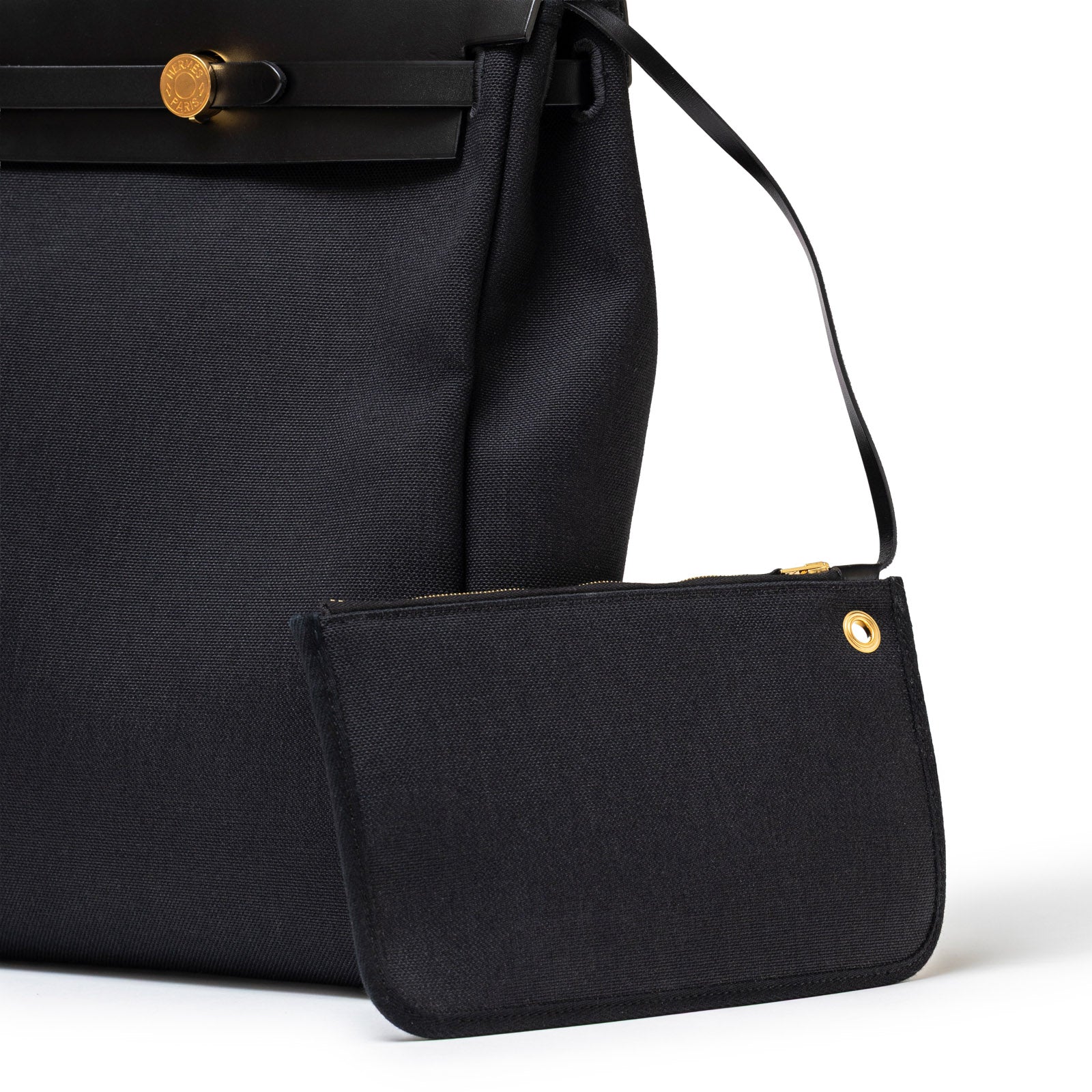 Hermès Herbag Backpack Black Toile Gold Hardware - Pouch