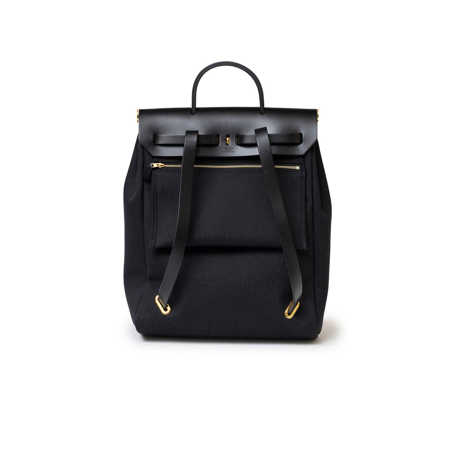 Hermès Herbag Backpack Black Toile Gold Hardware - Back