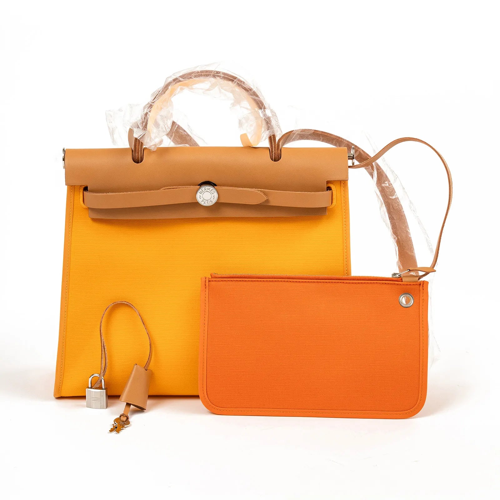 Hermès Herbag Zip 31 Jaune/Orange Natural Toile Palladium Hardware