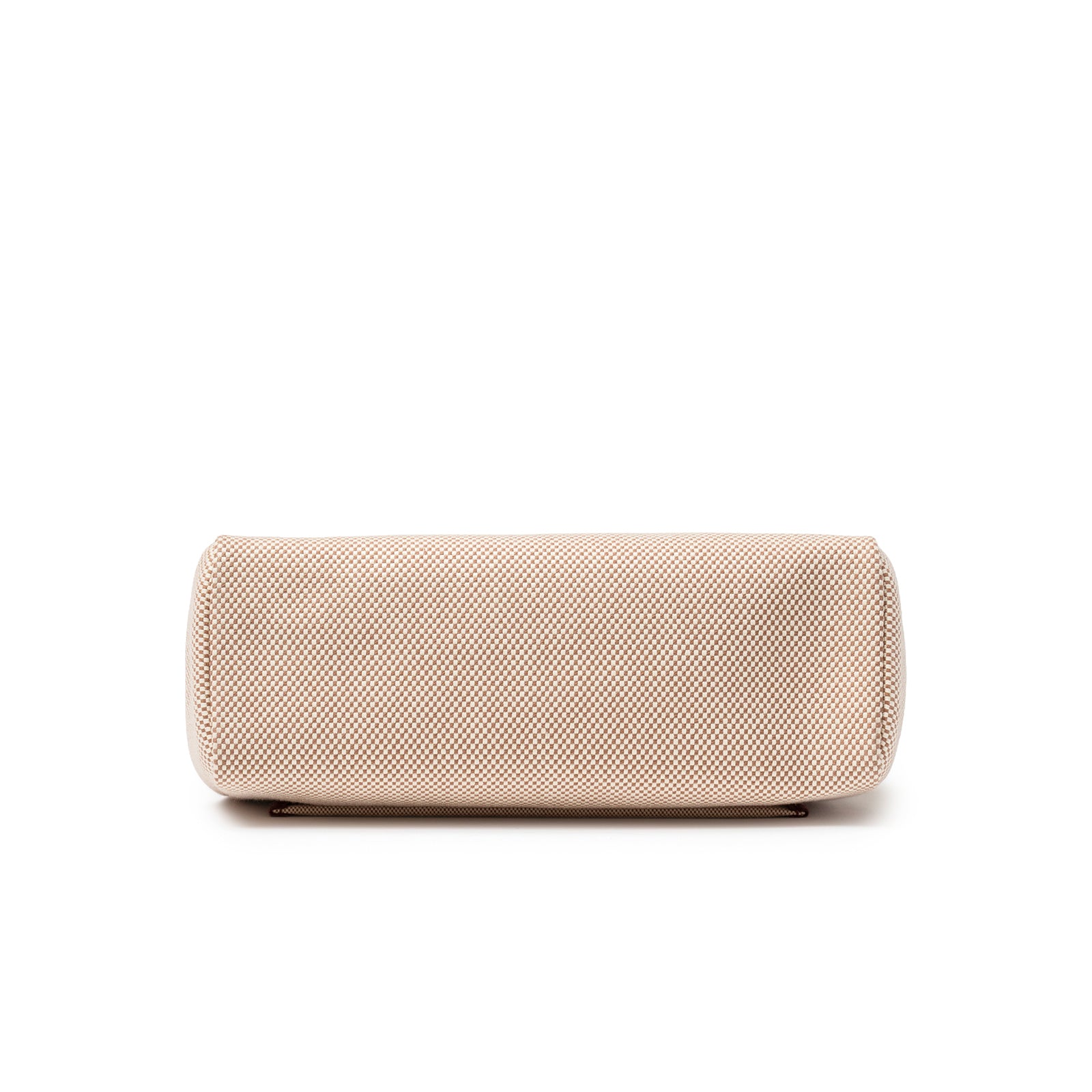 Bottom view of Hermès Herbag Zip PM 31 Ecru and Beige Toile H Ebene Hunter Gold Hardware showing textured canvas base