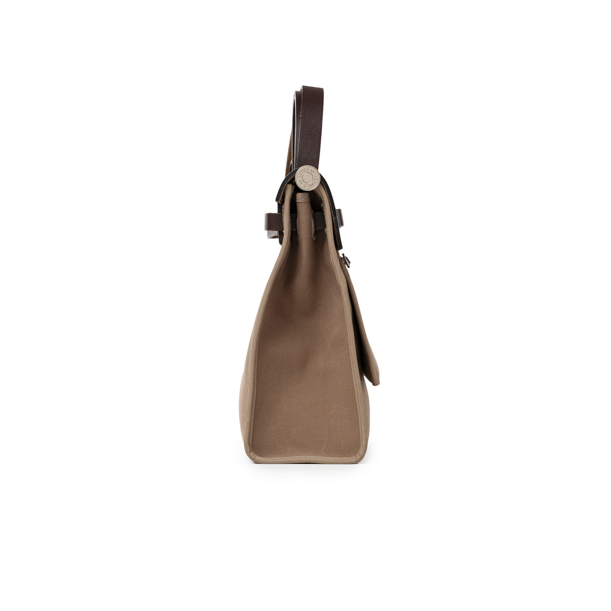 Hermès Herbag Zip PM 31 Etoupe Ebene Toile H Vache Hunter Palladium Hardware side view