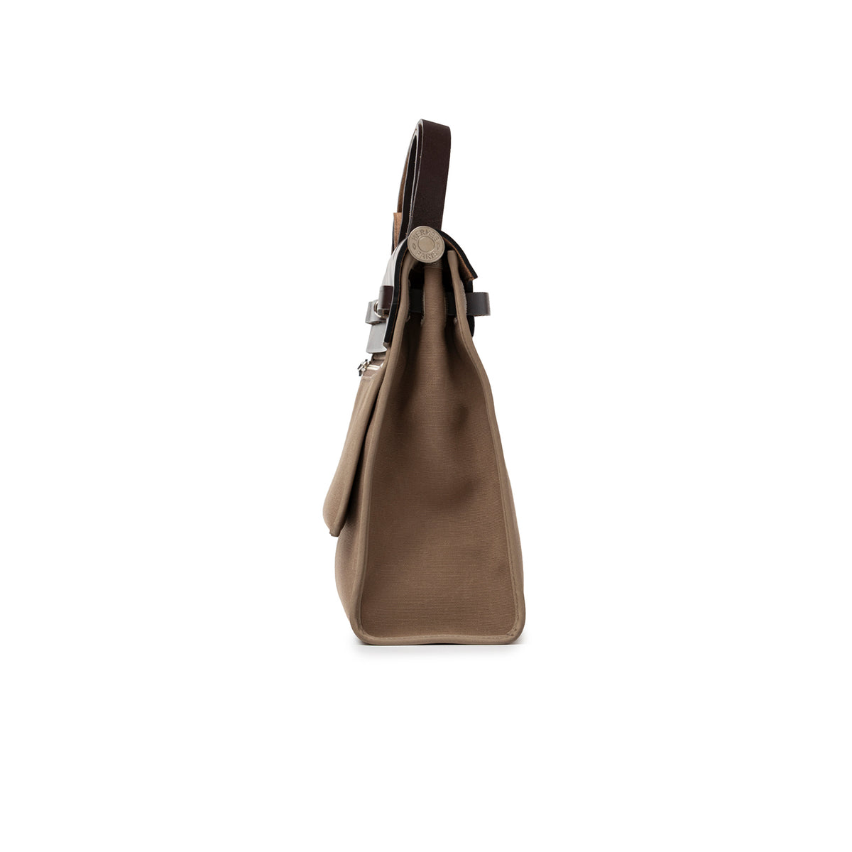 Hermès Herbag Zip PM 31 Etoupe Ebene Toile H Vache Hunter Palladium Hardware side view