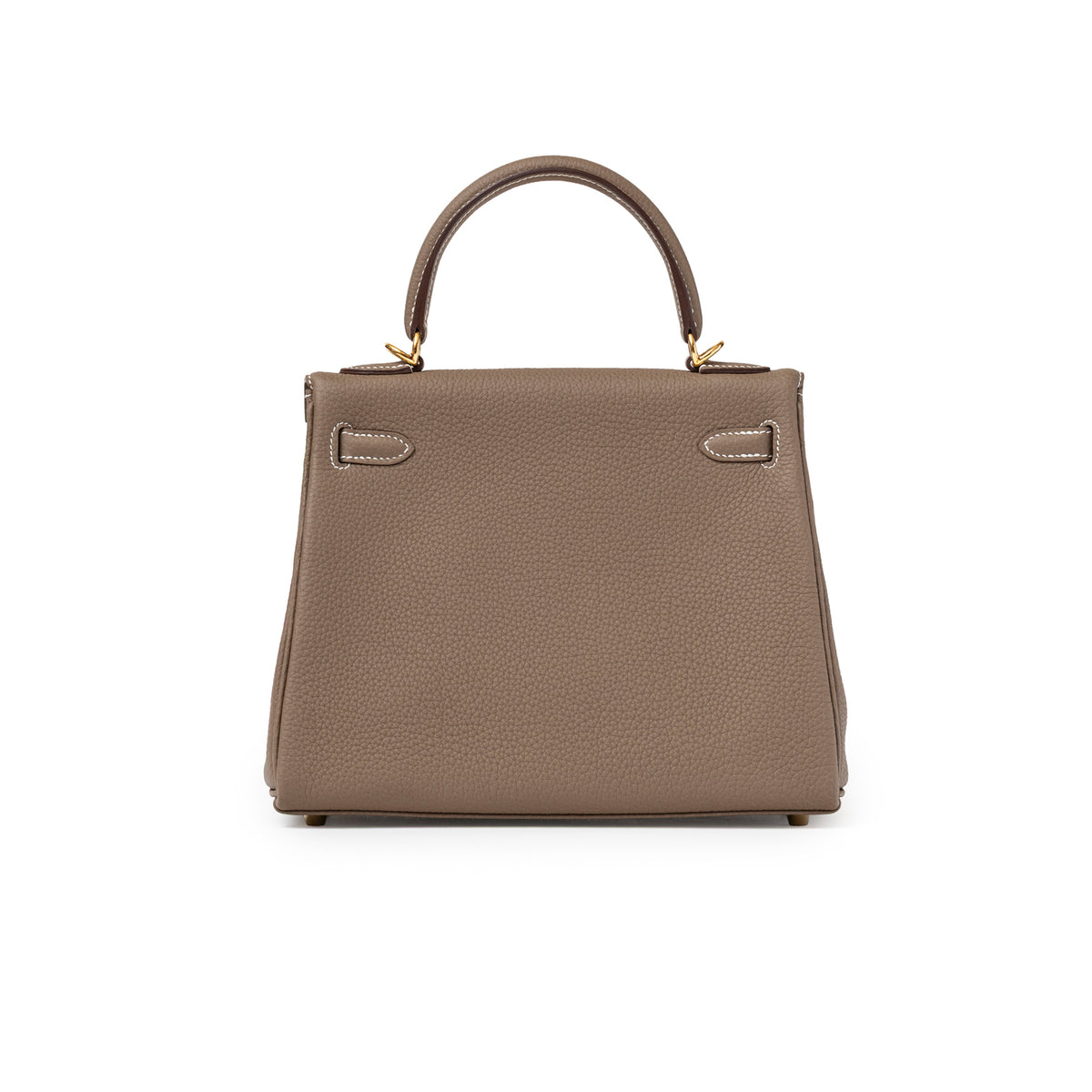 Hermès Kelly 25 Retourne Etoupe Togo Gold Hardware back view with top handle and gold feet