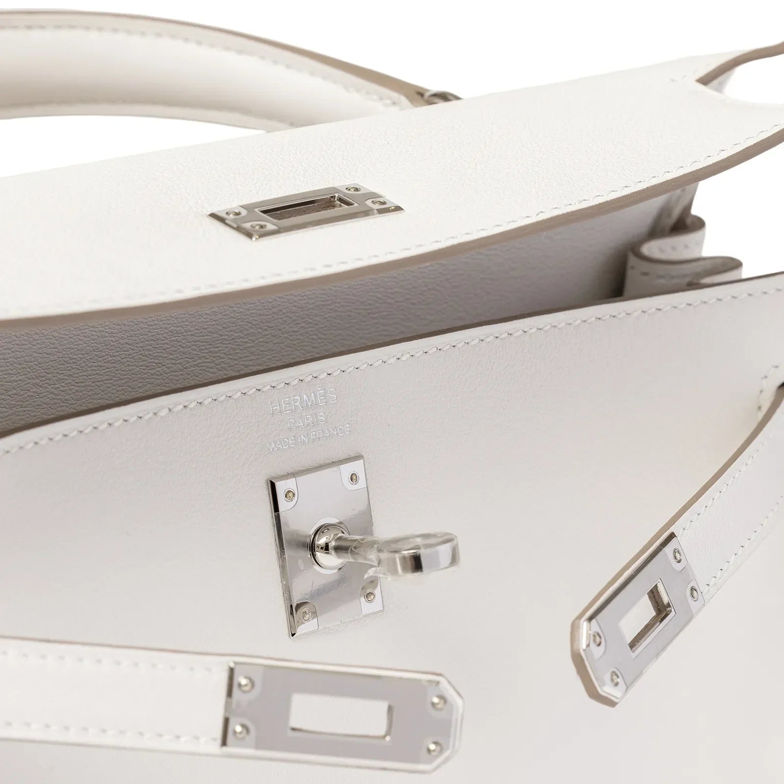Hermès Kelly 25 Retourne Gris Pale Swift Palladium Hardware