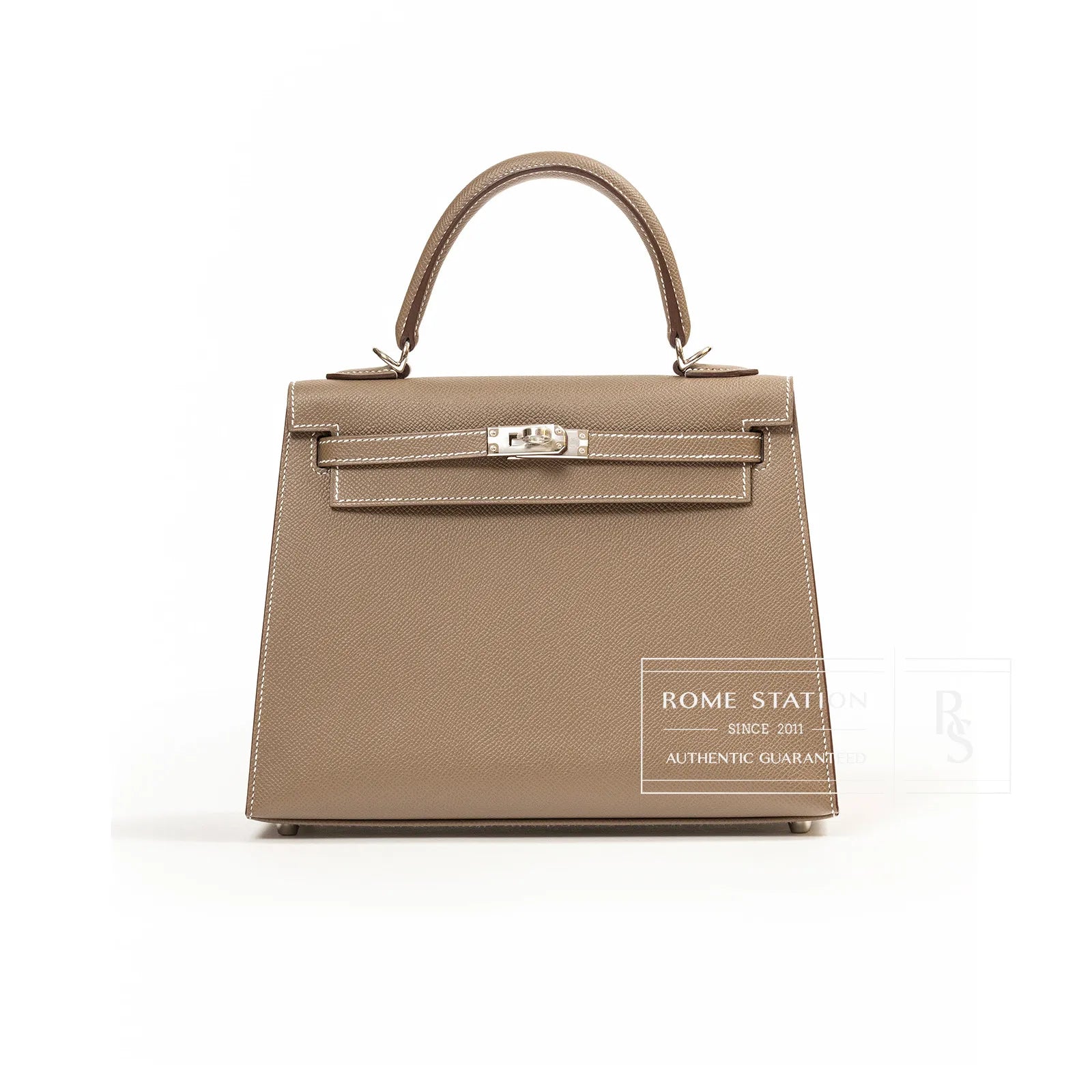 Hermès Kelly 25 Sellier in Etoupe Epsom Leather with Palladium