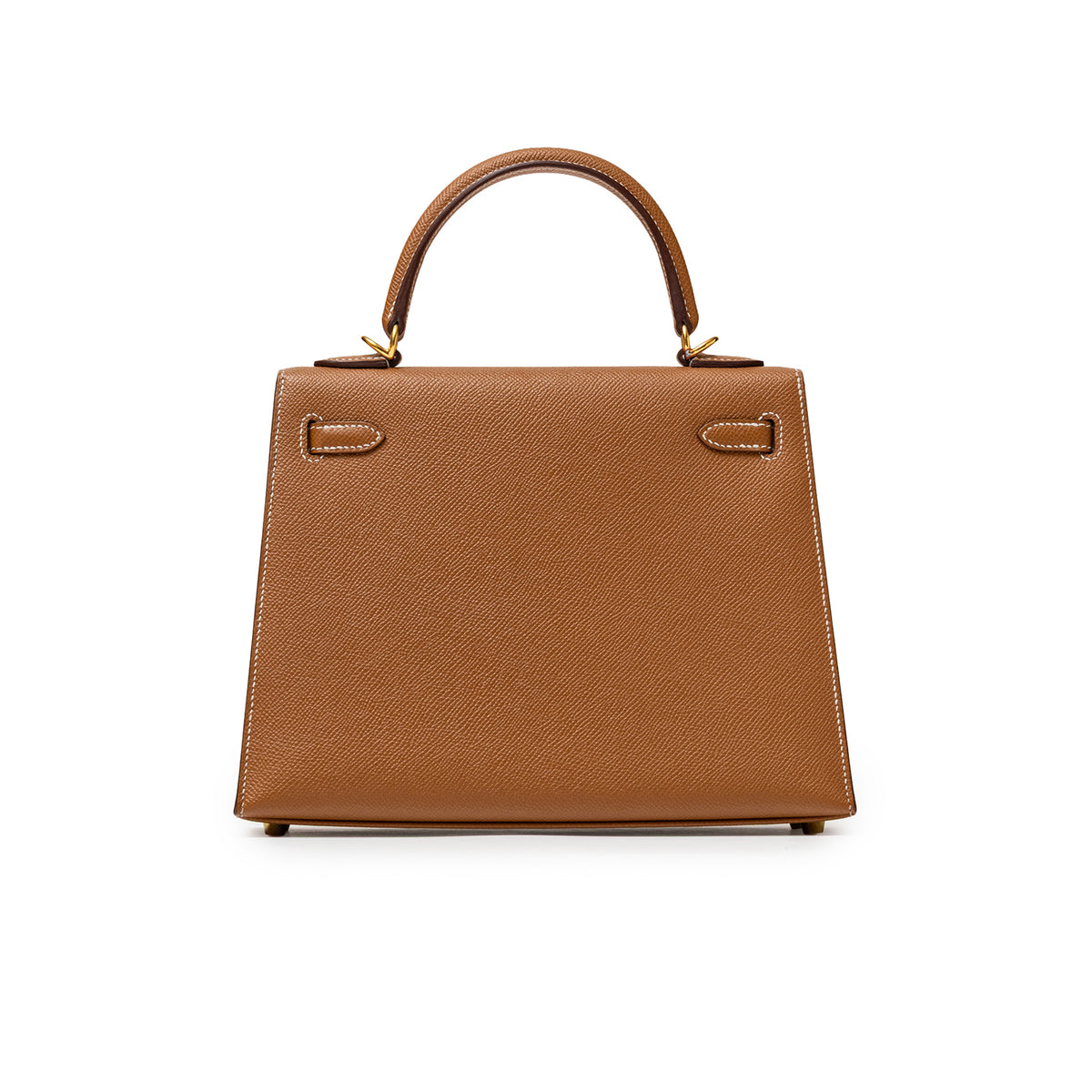 Hermès Kelly 25 Sellier Gold Epsom Gold Hardware back view with handle and feet