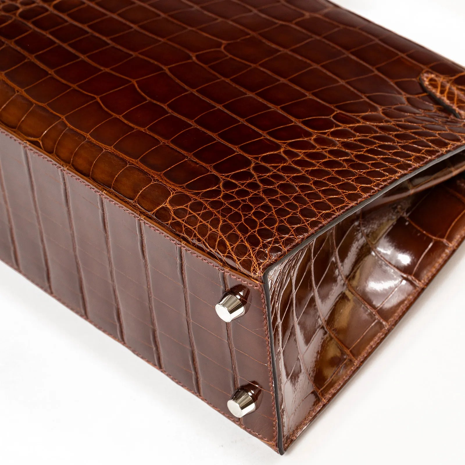 Hermès Kelly 25 Sellier Miel Shiny Alligator Palladium Hardware