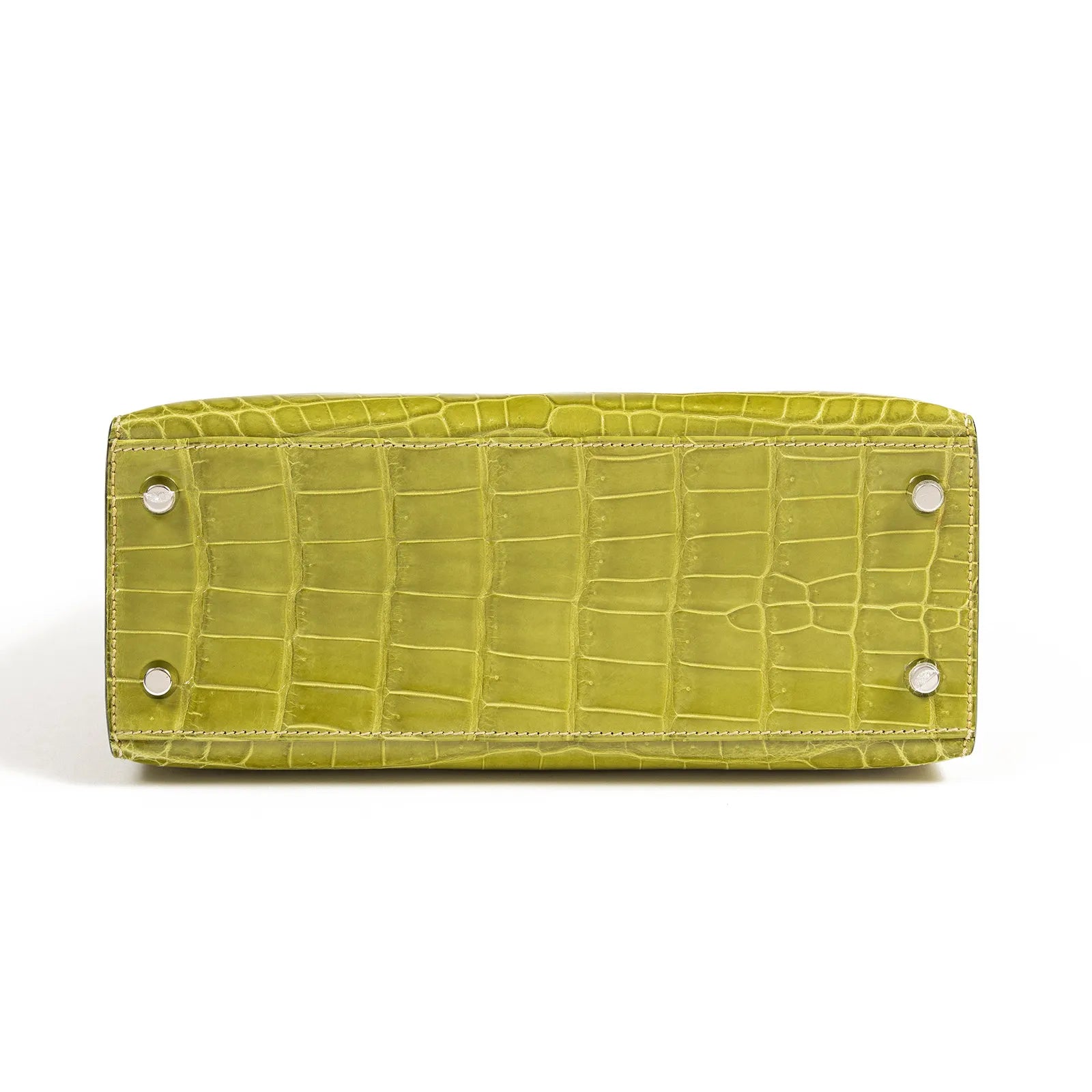 Hermès Kelly 25 Sellier Vert Anis Shiny Niloticus Crocodile Palladium Hardware