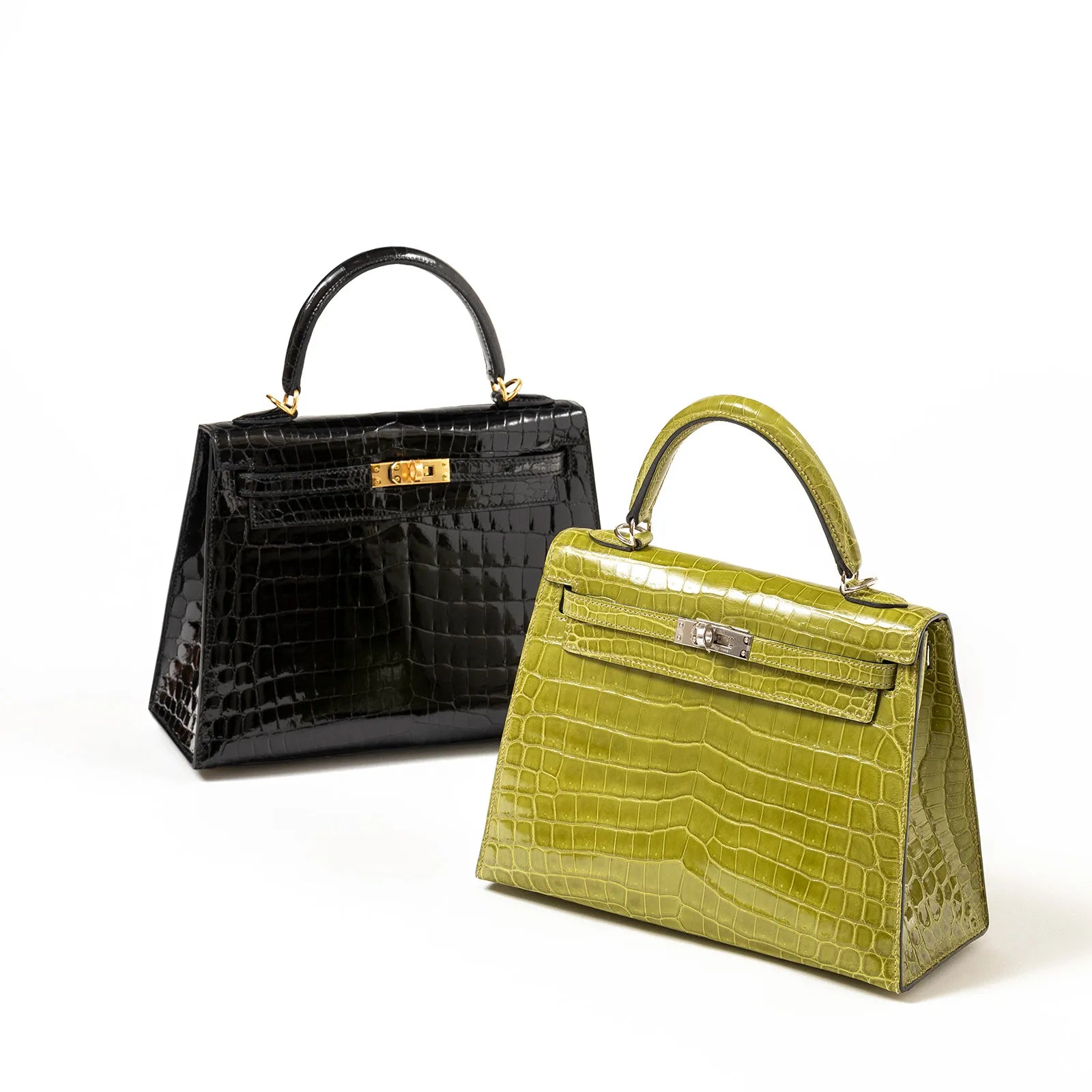 Hermès Kelly 25 Sellier Vert Anis Shiny Niloticus Crocodile Palladium Hardware