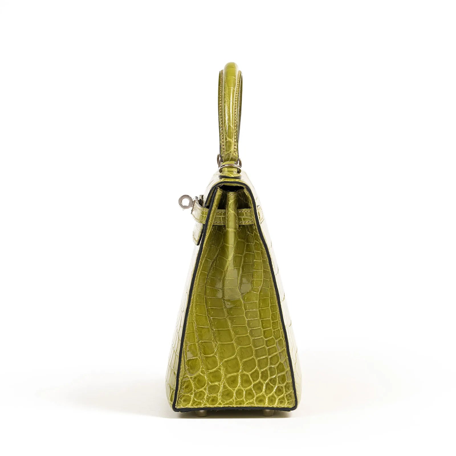 Hermès Kelly 25 Sellier Vert Anis Shiny Niloticus Crocodile Palladium Hardware