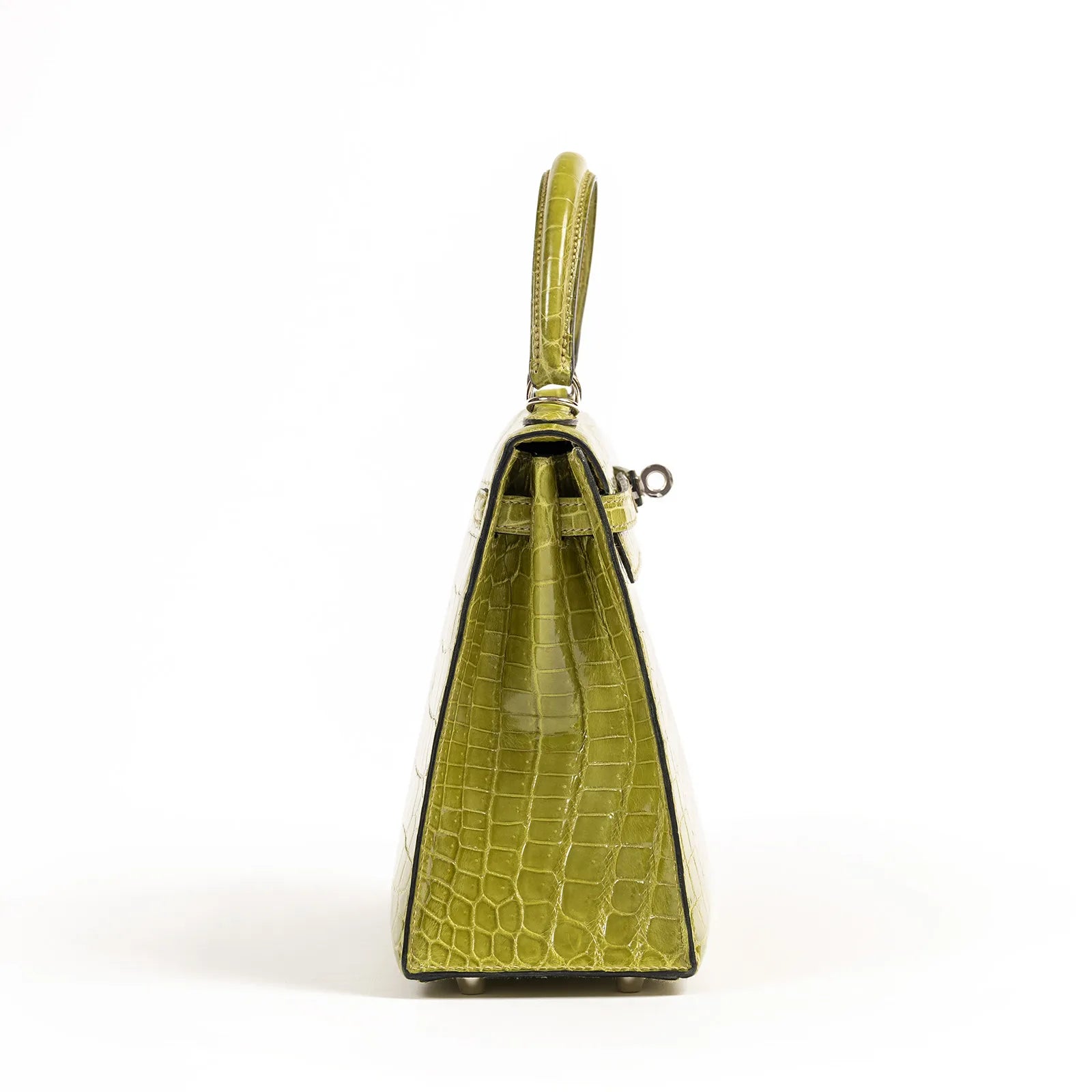 Hermès Kelly 25 Sellier Vert Anis Shiny Niloticus Crocodile Palladium Hardware