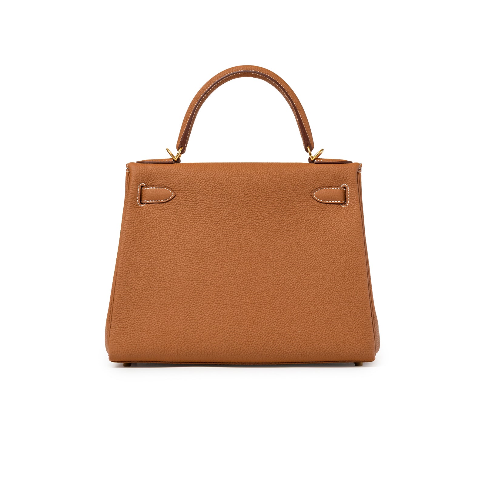 Hermès Kelly 28 Gold Retourne Togo Gold Hardware back view in textured leather