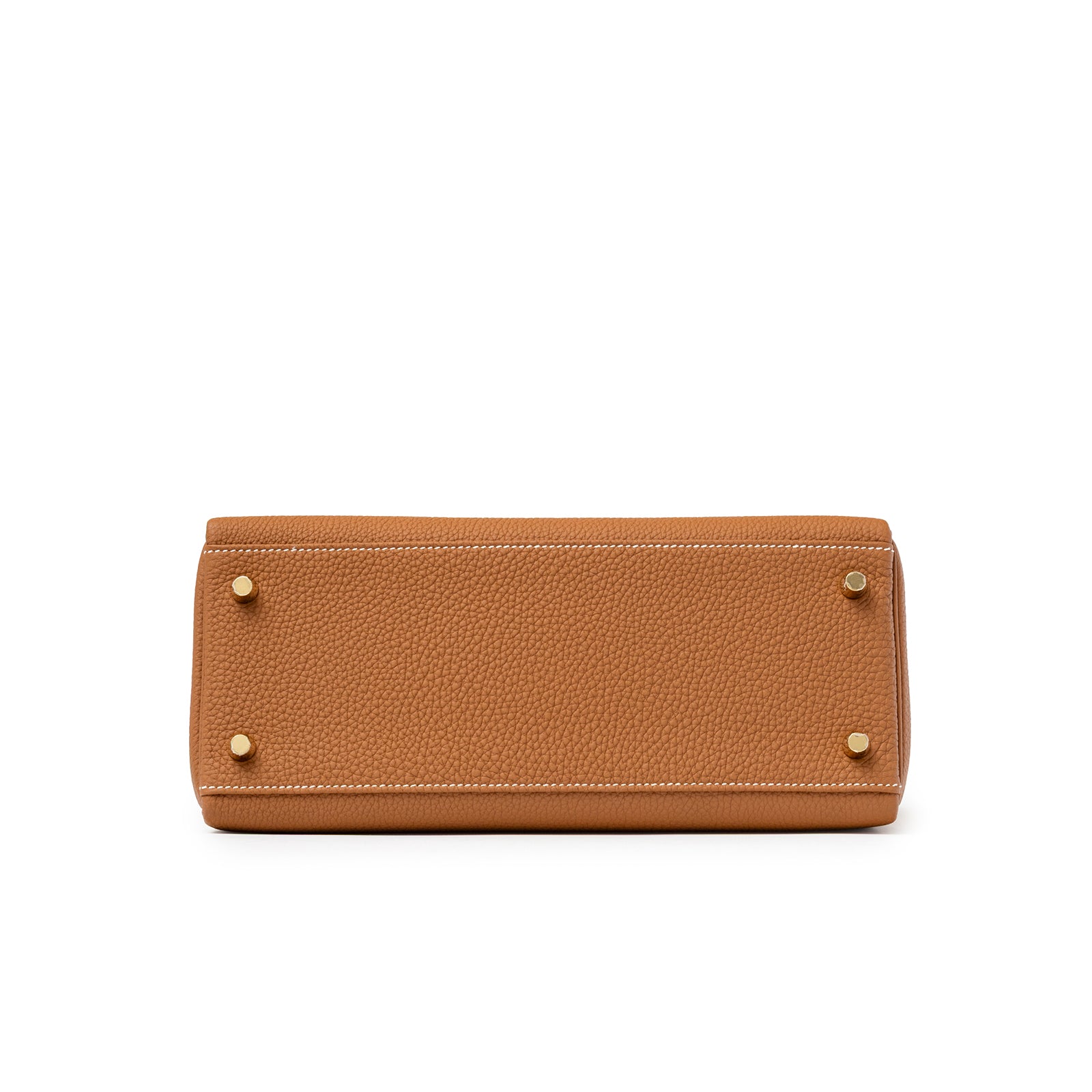 Hermès Kelly 28 Gold Retourne Togo Gold Hardware bottom view with protective feet