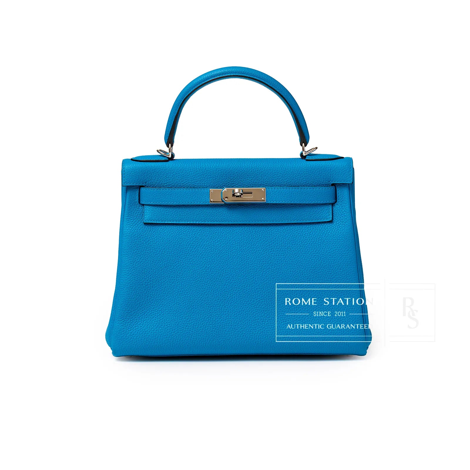 Hermès Kelly 28 Retourne Blue Zanzibar Togo Palladium Hardware
