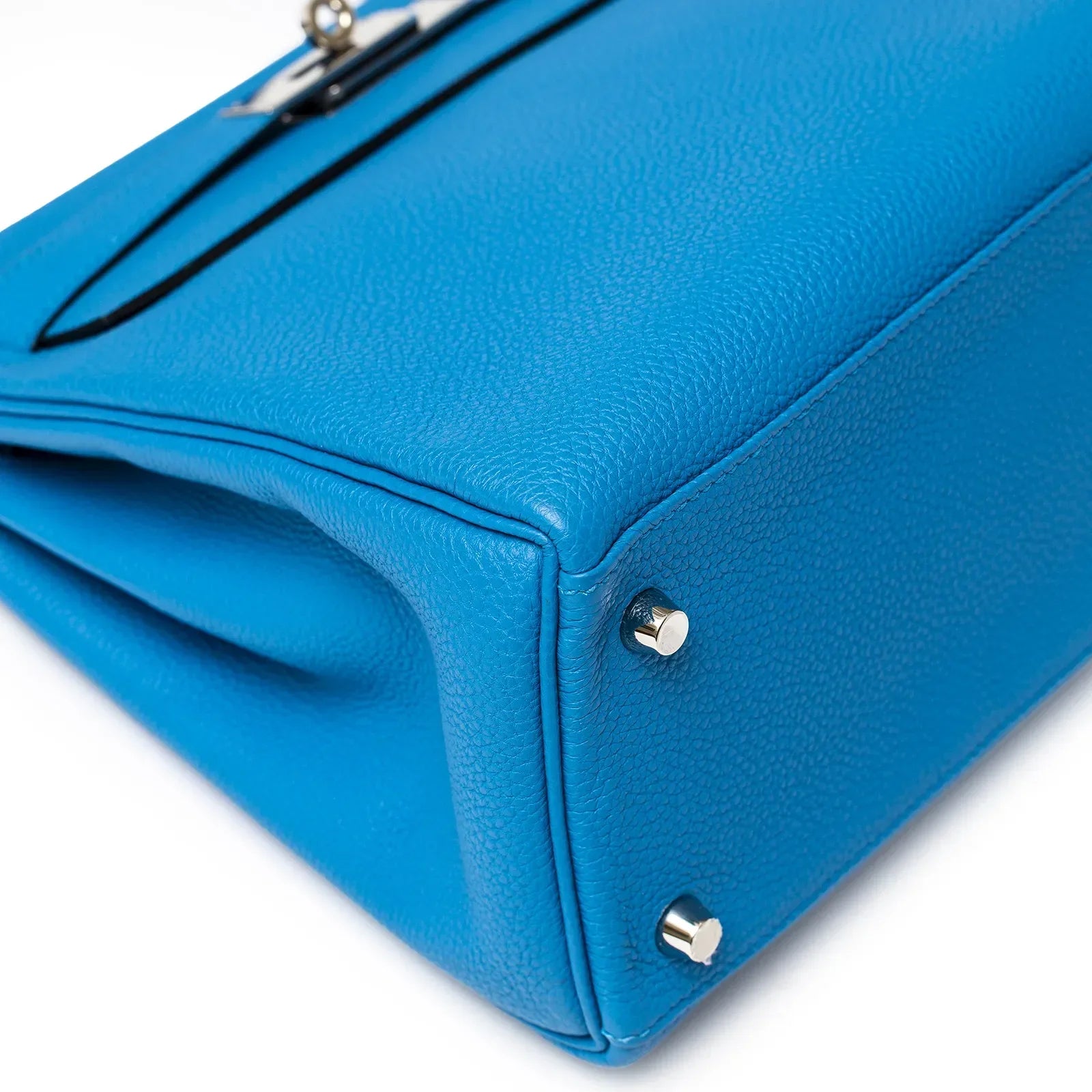 Hermès Kelly 28 Retourne Blue Zanzibar Togo Palladium Hardware