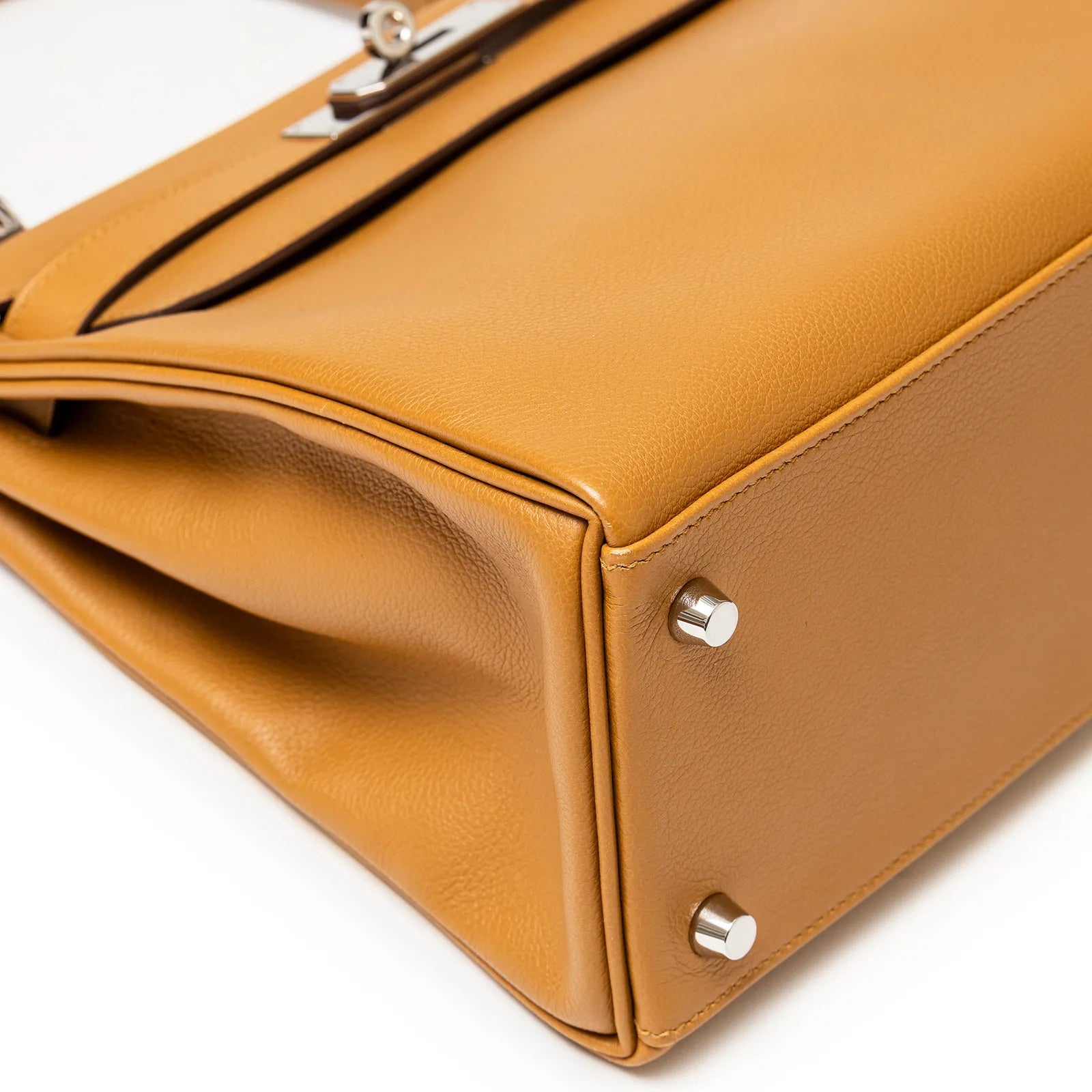 Hermès Kelly 28 Retourne Caramel/Rose D’Ete Evercolor Palladium Hardware