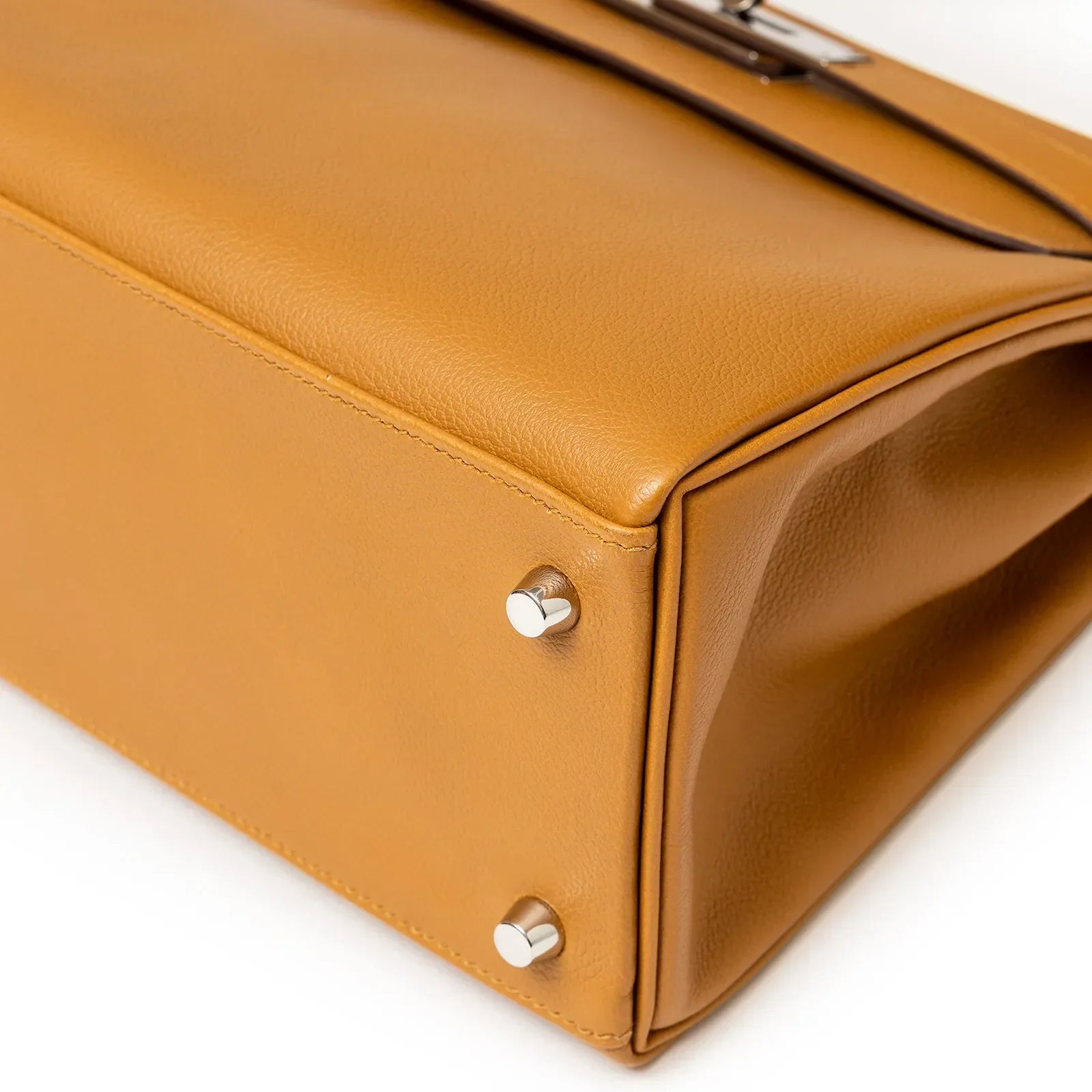 Hermès Kelly 28 Retourne Caramel/Rose D’Ete Evercolor Palladium Hardware