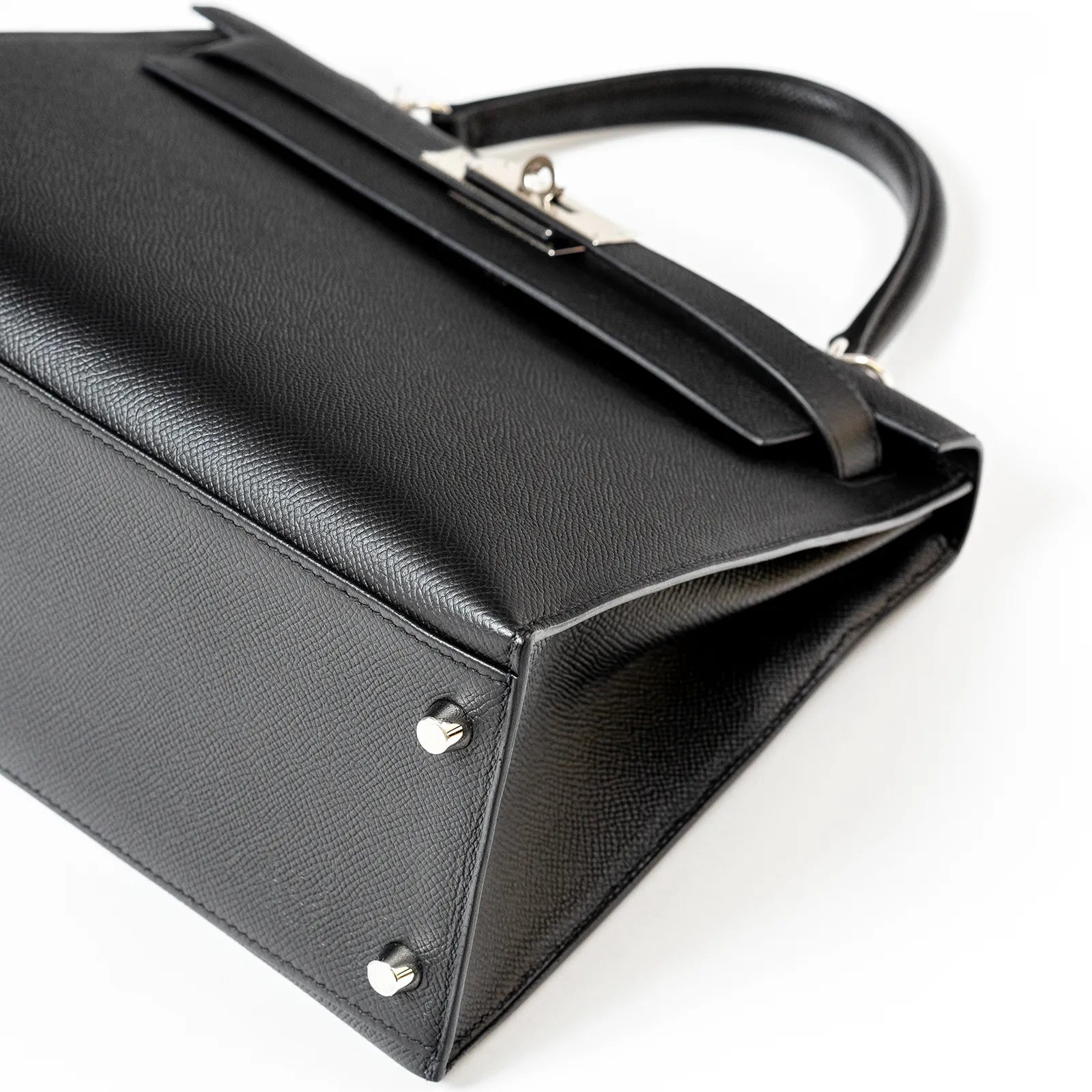 Hermès Kelly 28 Sellier Black Epsom Palladium Hardware