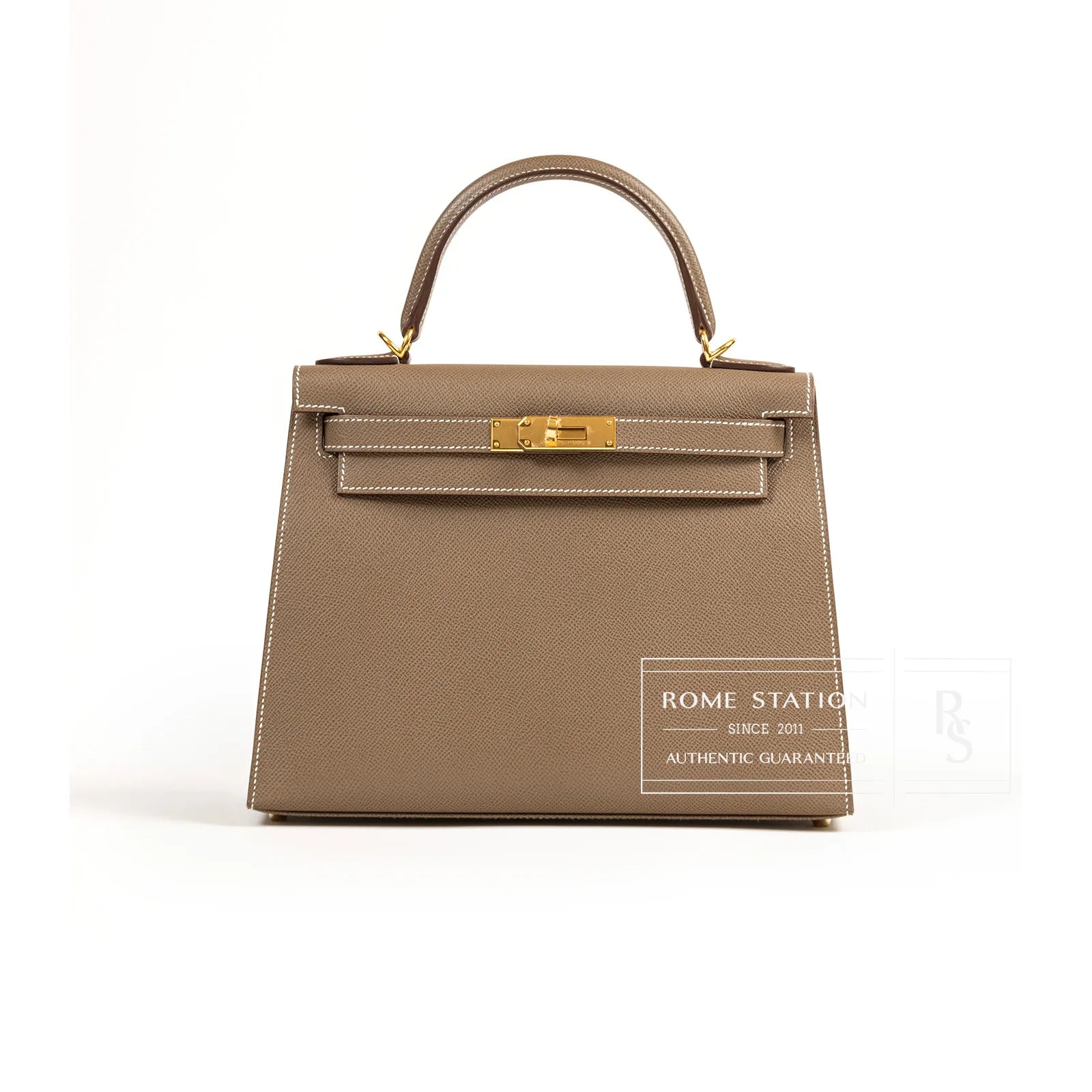 Hermès Kelly 28 Sellier Etoupe Epsom Gold Hardware