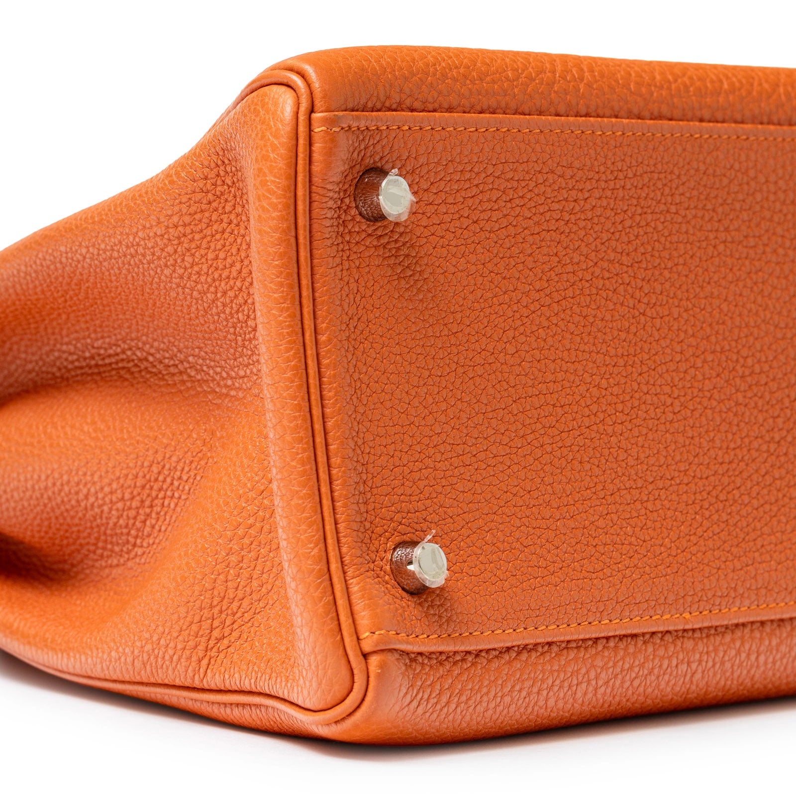 Hermès Kelly 35 Orange Togo Palladium Hardware - Bottom Left