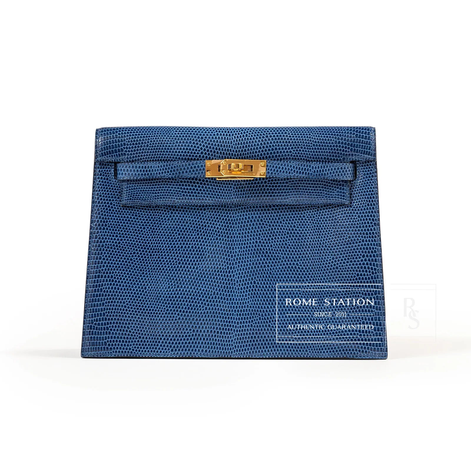 Hermès Kelly Danse Blue Saphir Lizard Varanus Niloticus Gold Hardware