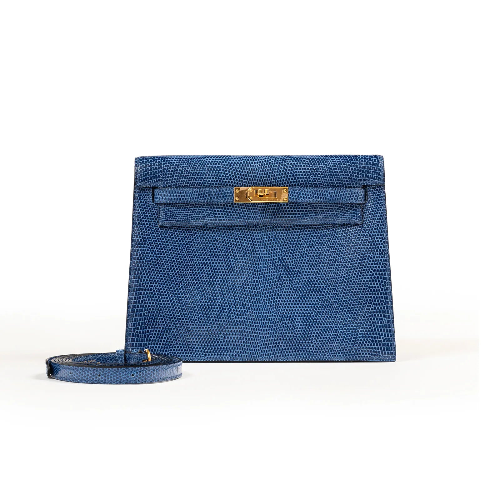Hermès Kelly Danse Blue Saphir Lizard Varanus Niloticus Gold Hardware