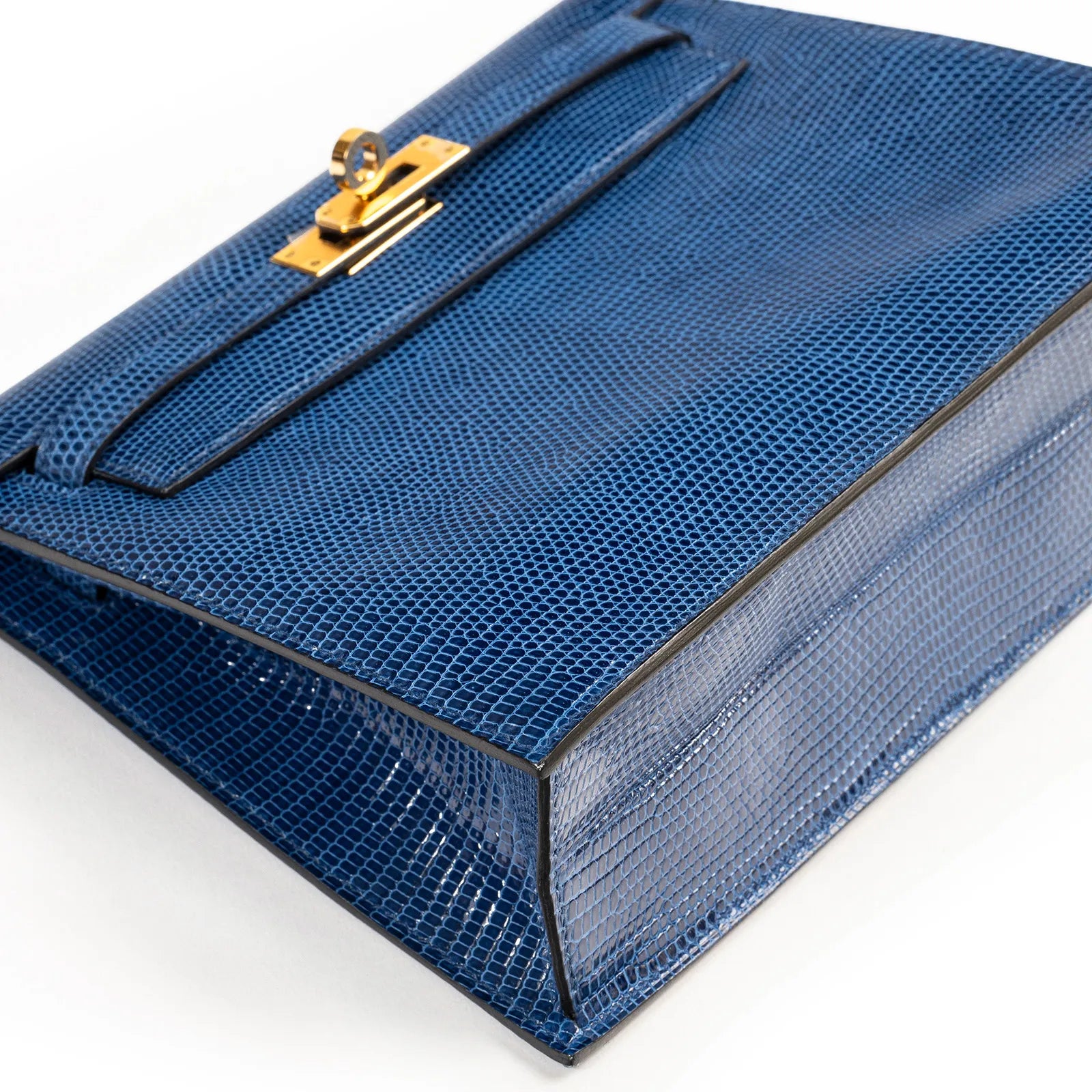 Hermès Kelly Danse Blue Saphir Lizard Varanus Niloticus Gold Hardware