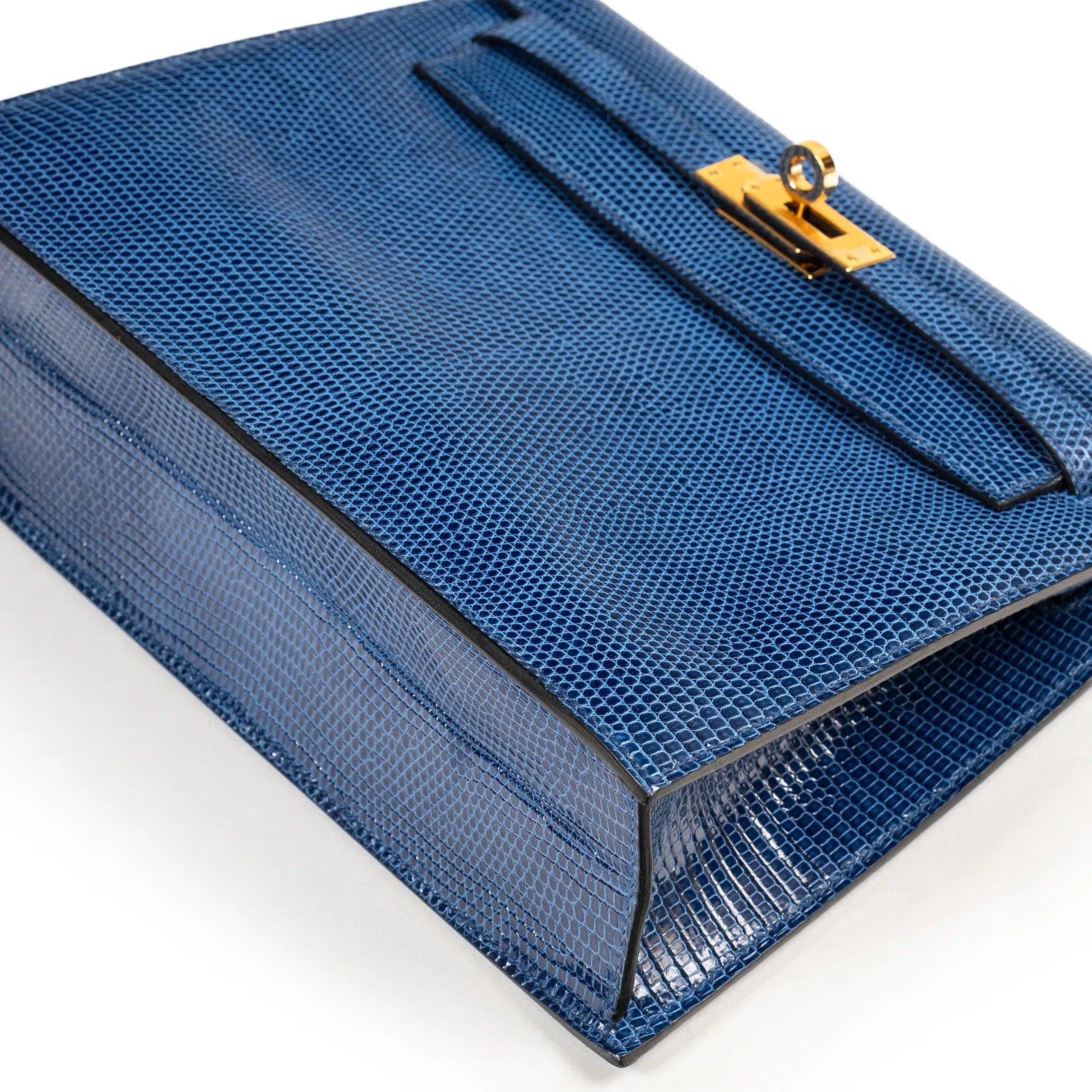 Hermès Kelly Danse Blue Saphir Lizard Varanus Niloticus Gold Hardware