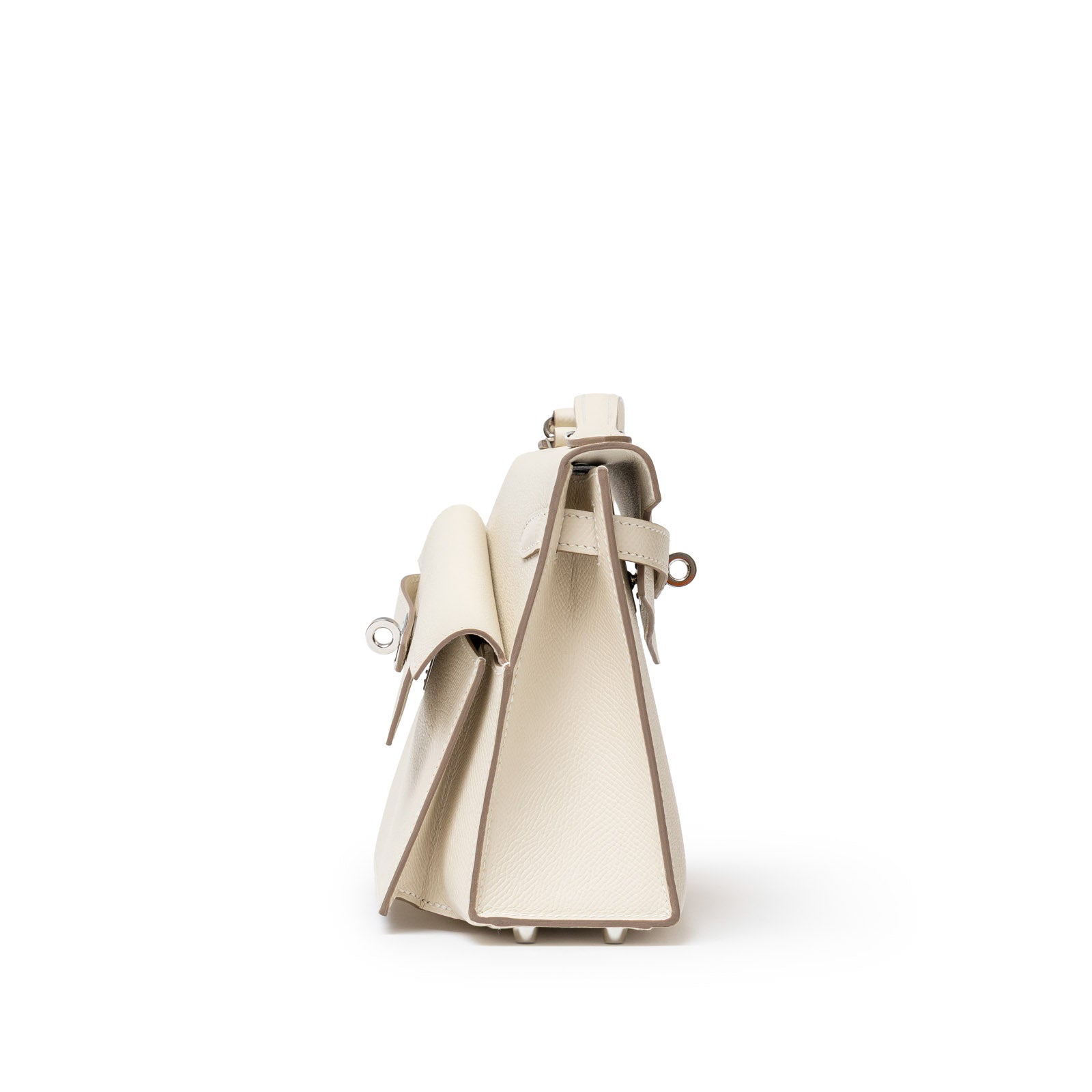 Hermès Kelly Desordre 20 Sellier Craie Epsom Palladium Hardware - Side Right