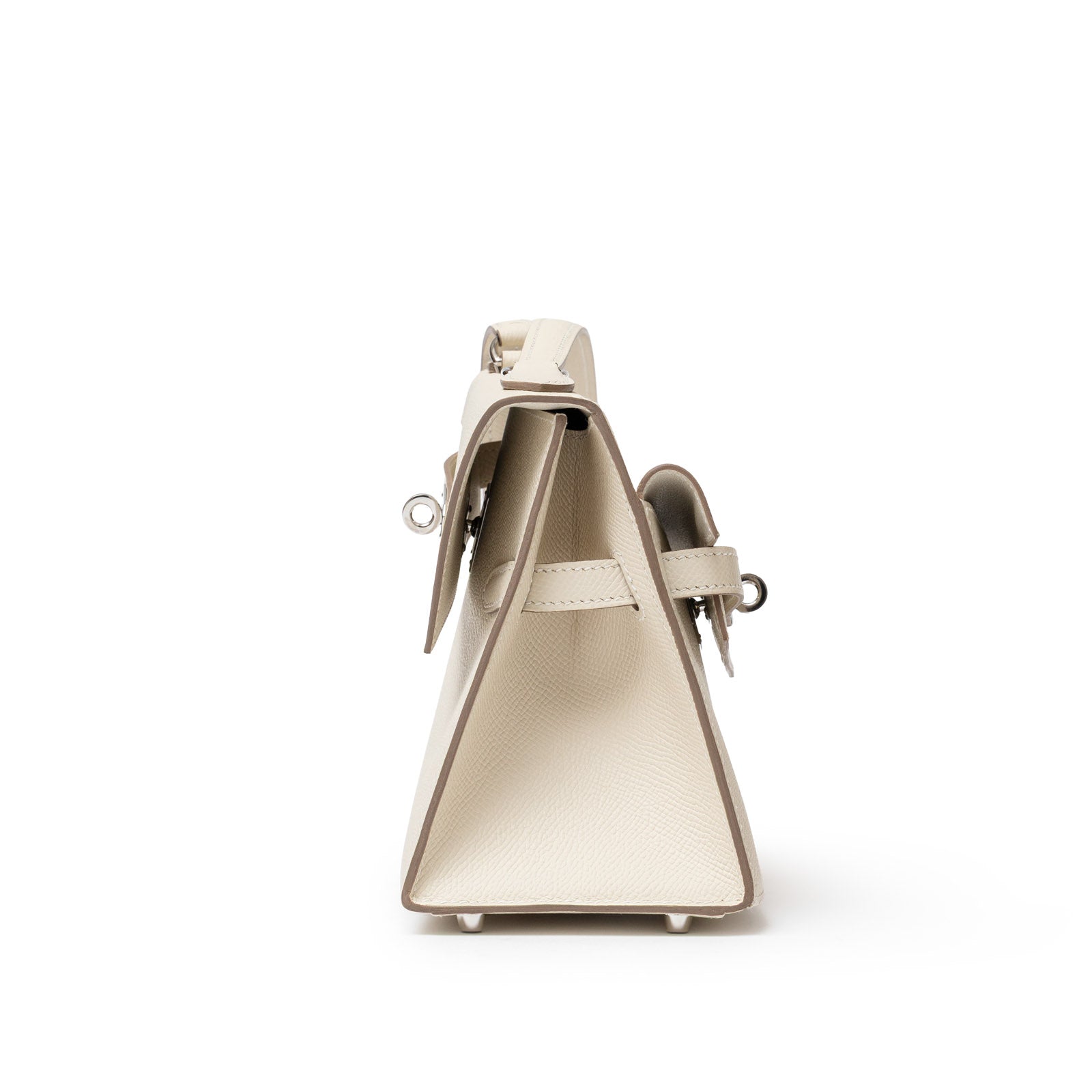Hermès Kelly Desordre 20 Sellier Craie Epsom Palladium Hardware - Side Left