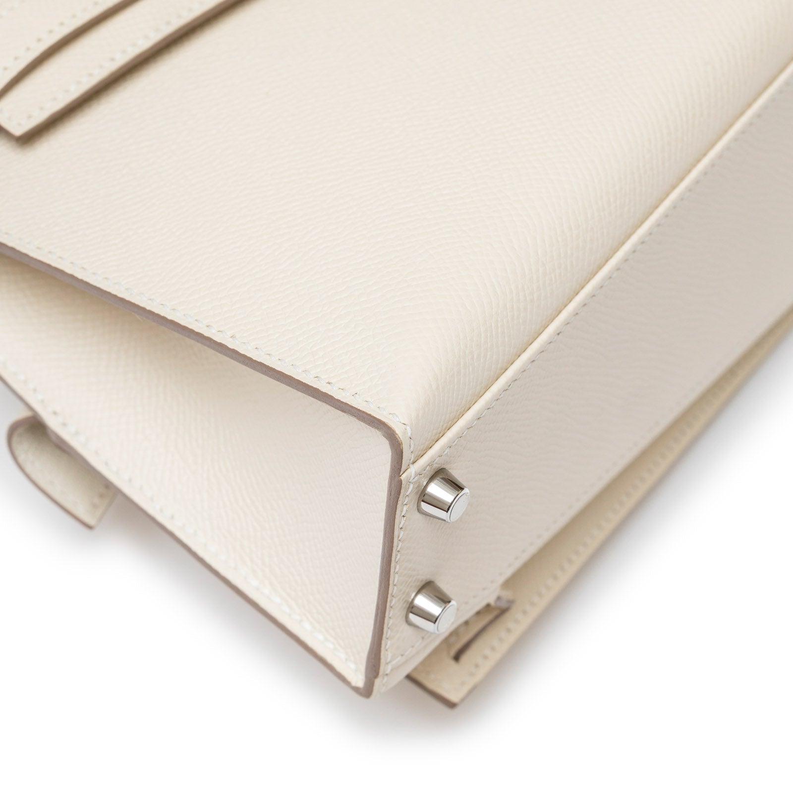 Hermès Kelly Desordre 20 Sellier Craie Epsom Palladium Hardware - Back Corner Left