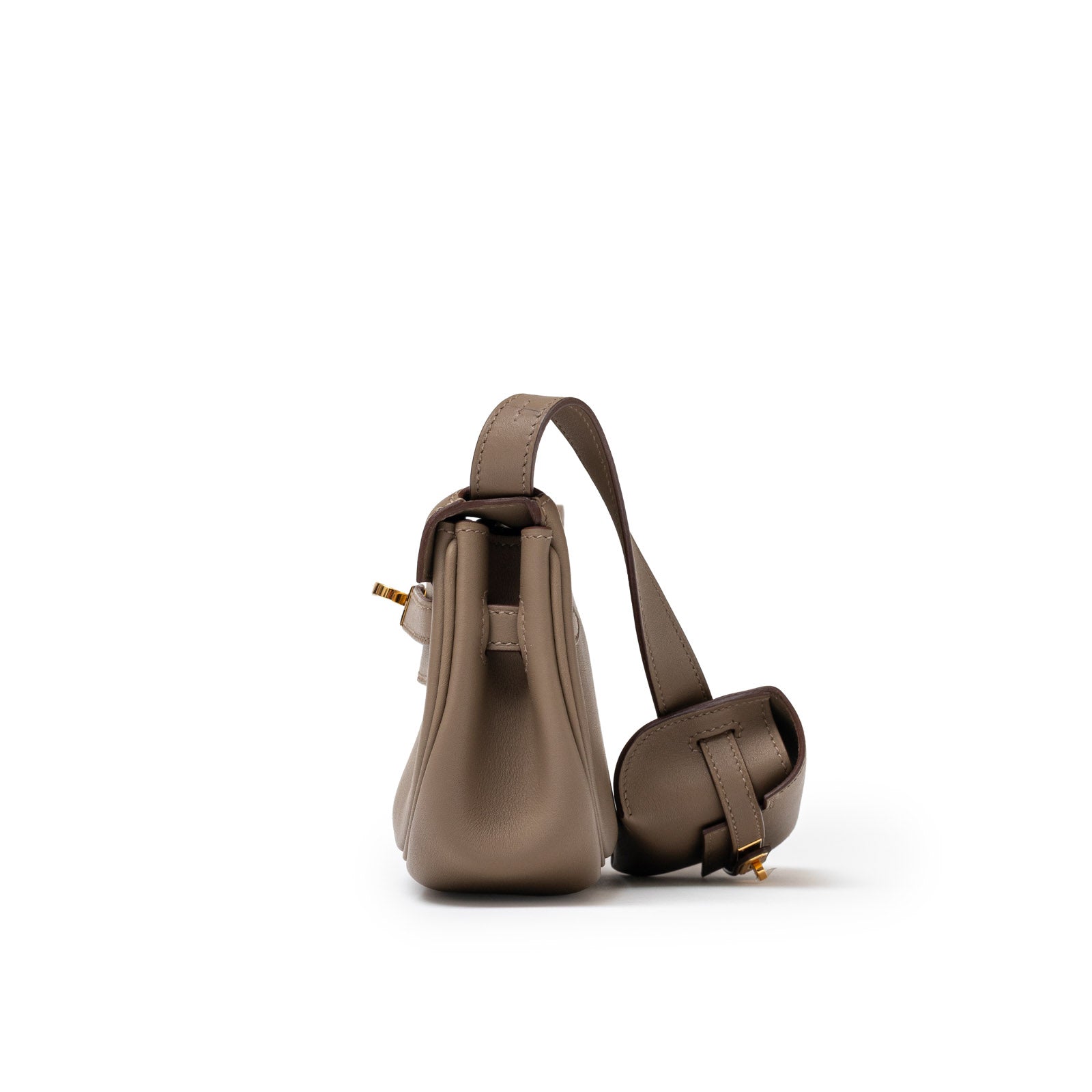 Hermès Kelly Moove Etoupe Swift Gold Hardware - Side Right