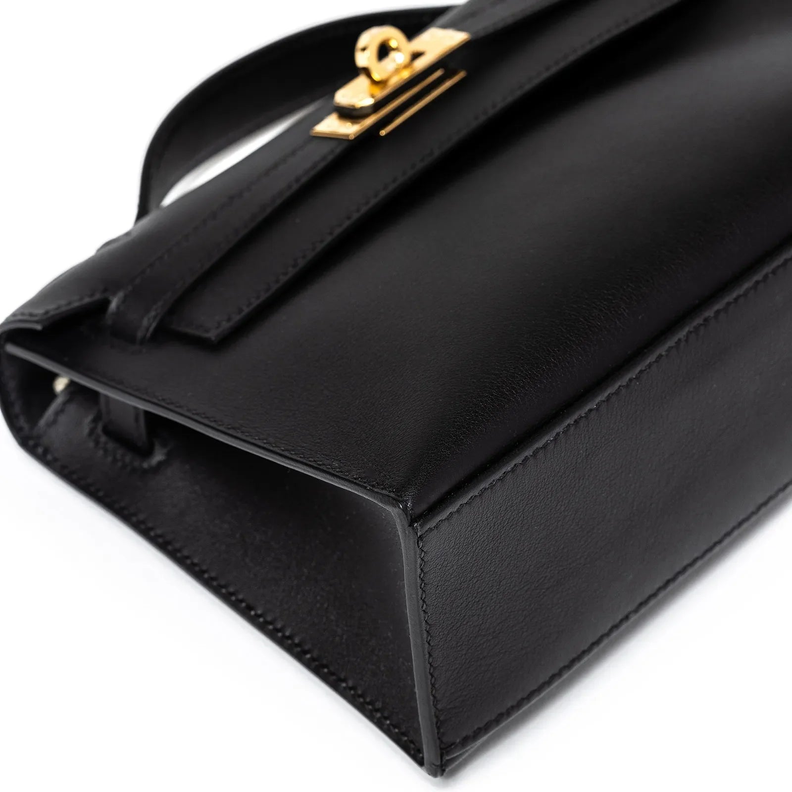 Hermès Kelly Pochette Black Swift Gold Hardware