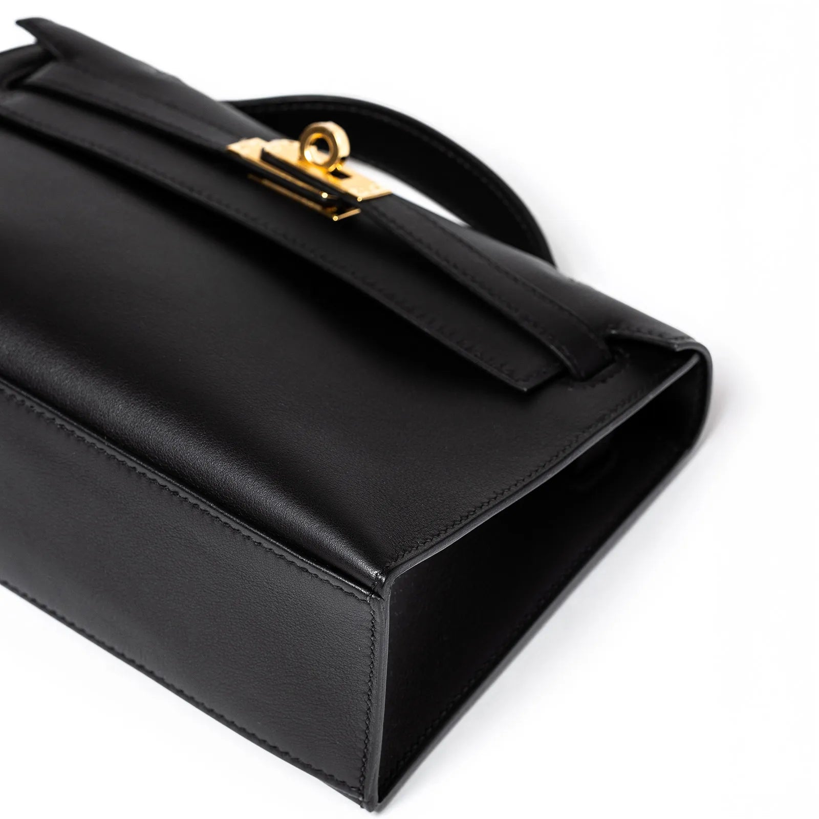 Hermès Kelly Pochette Black Swift Gold Hardware