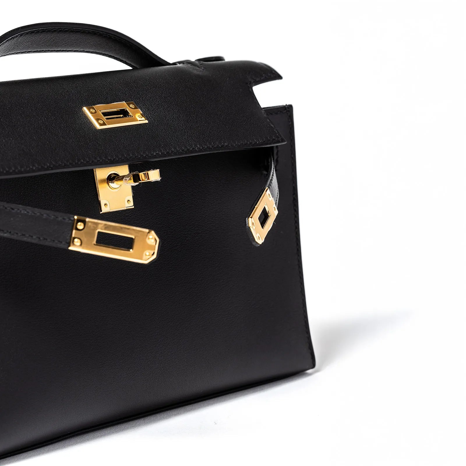 Hermès Kelly Pochette Black Swift Gold Hardware