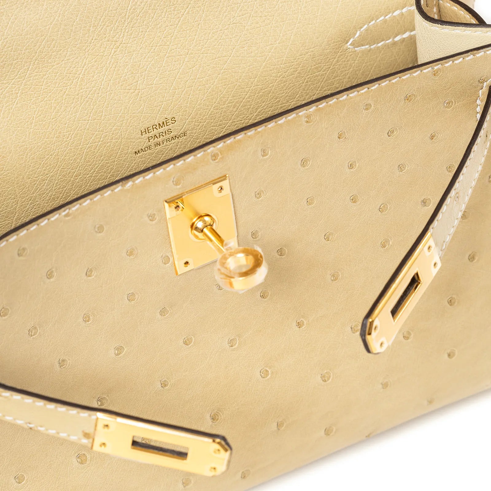 Hermès Kelly Pochette Trench Ostrich Gold Hardware