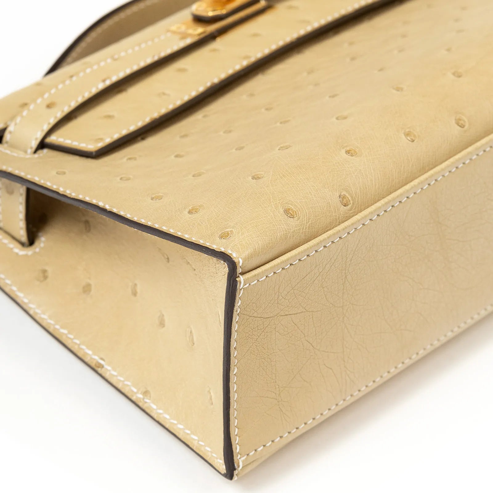 Hermès Kelly Pochette Trench Ostrich Gold Hardware