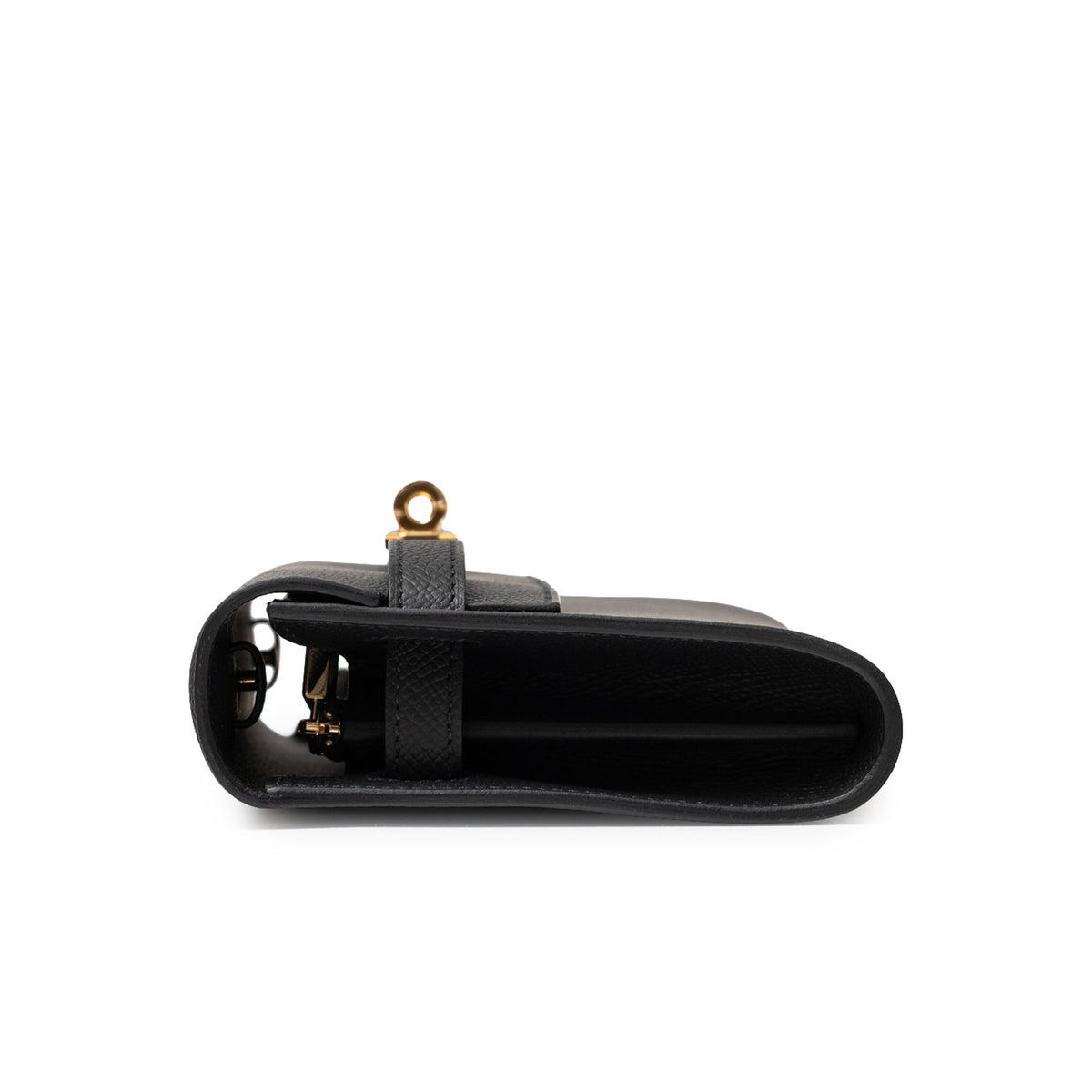 Hermès Kelly To Go Wallet Black Epsom Gold Hardware side view