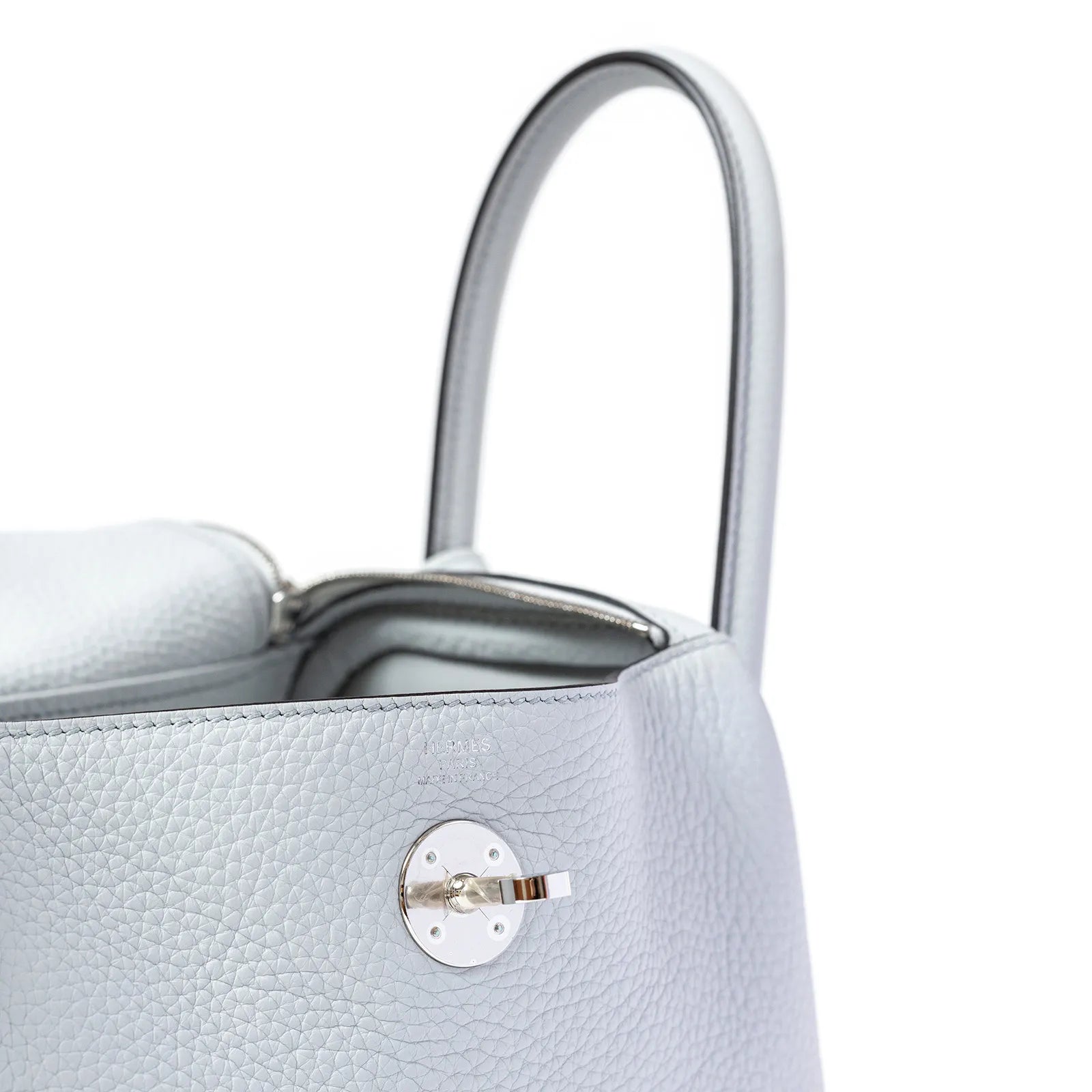 Hermès Lindy 26 Blue Pale Clemence Palladium Hardware