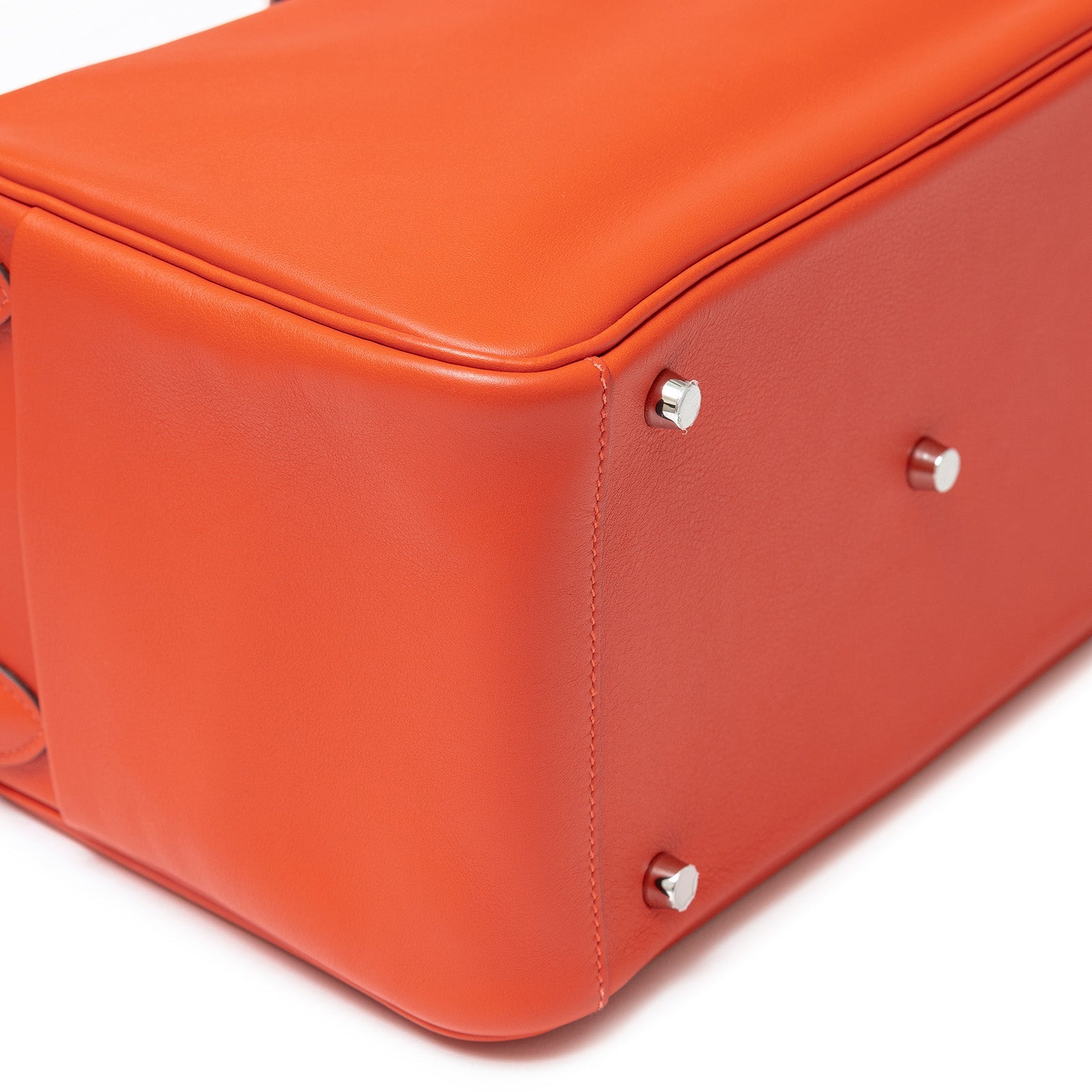 Hermès Lindy 30 Tressage Capucine/Celeste/Rouge H Swift and Epsom Palladium Hardware
