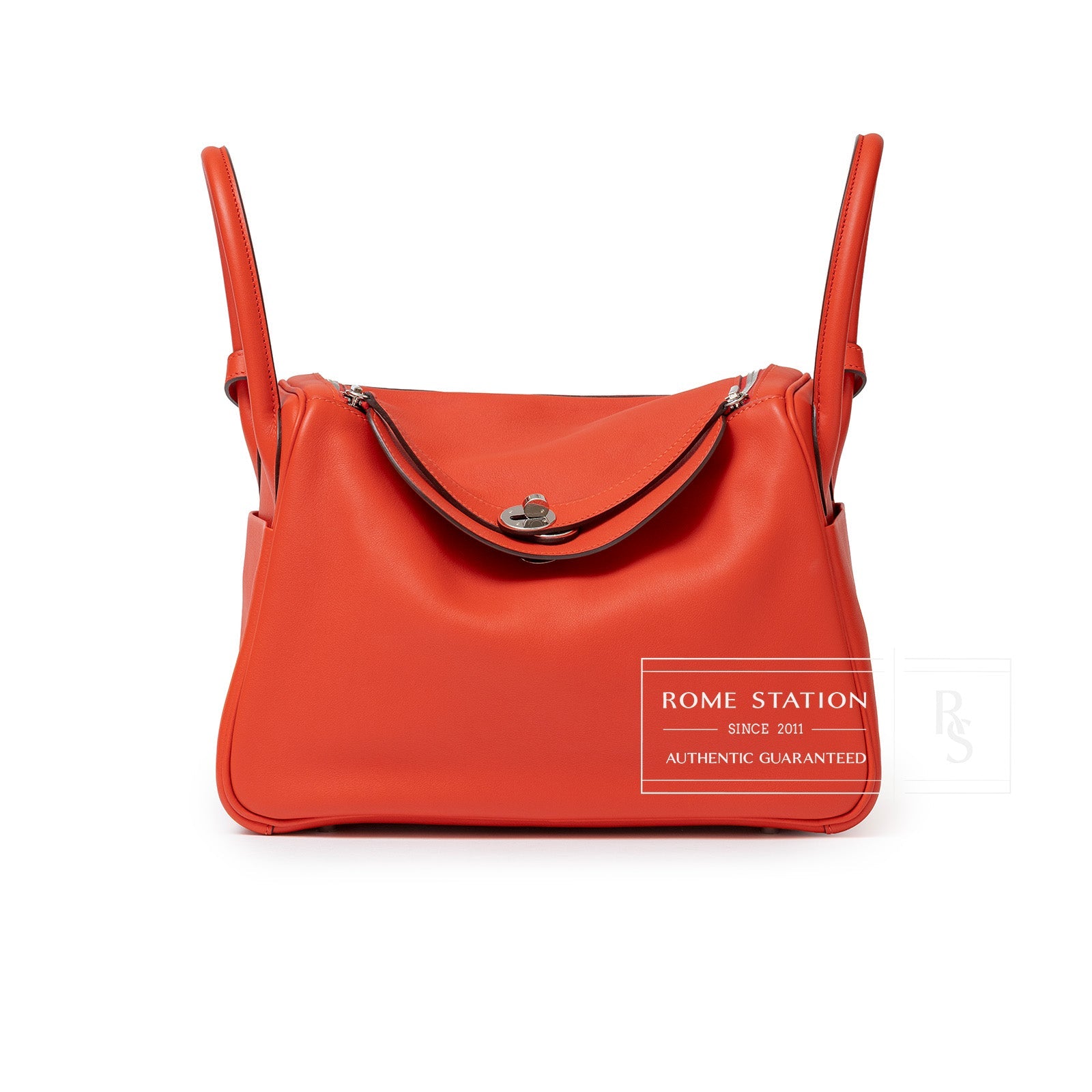 Hermès Lindy 30 Tressage Capucine/Celeste/Rouge H Swift and Epsom Palladium Hardware